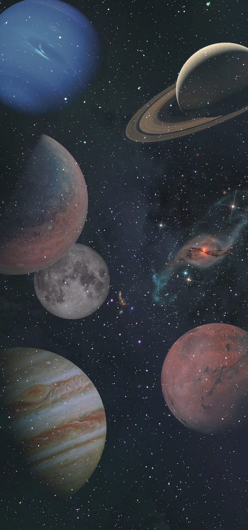 800x1710 Space aesthetic, earth, jupiter, moon, planet, saturn, stars, universe, HD phone wallpaper