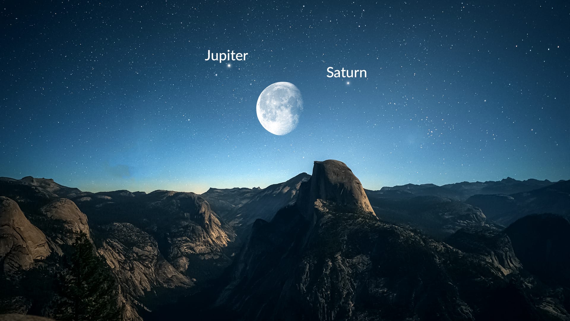 1920x1080 Moon Meets Jupiter and Saturn in the Night Sky in June 2021