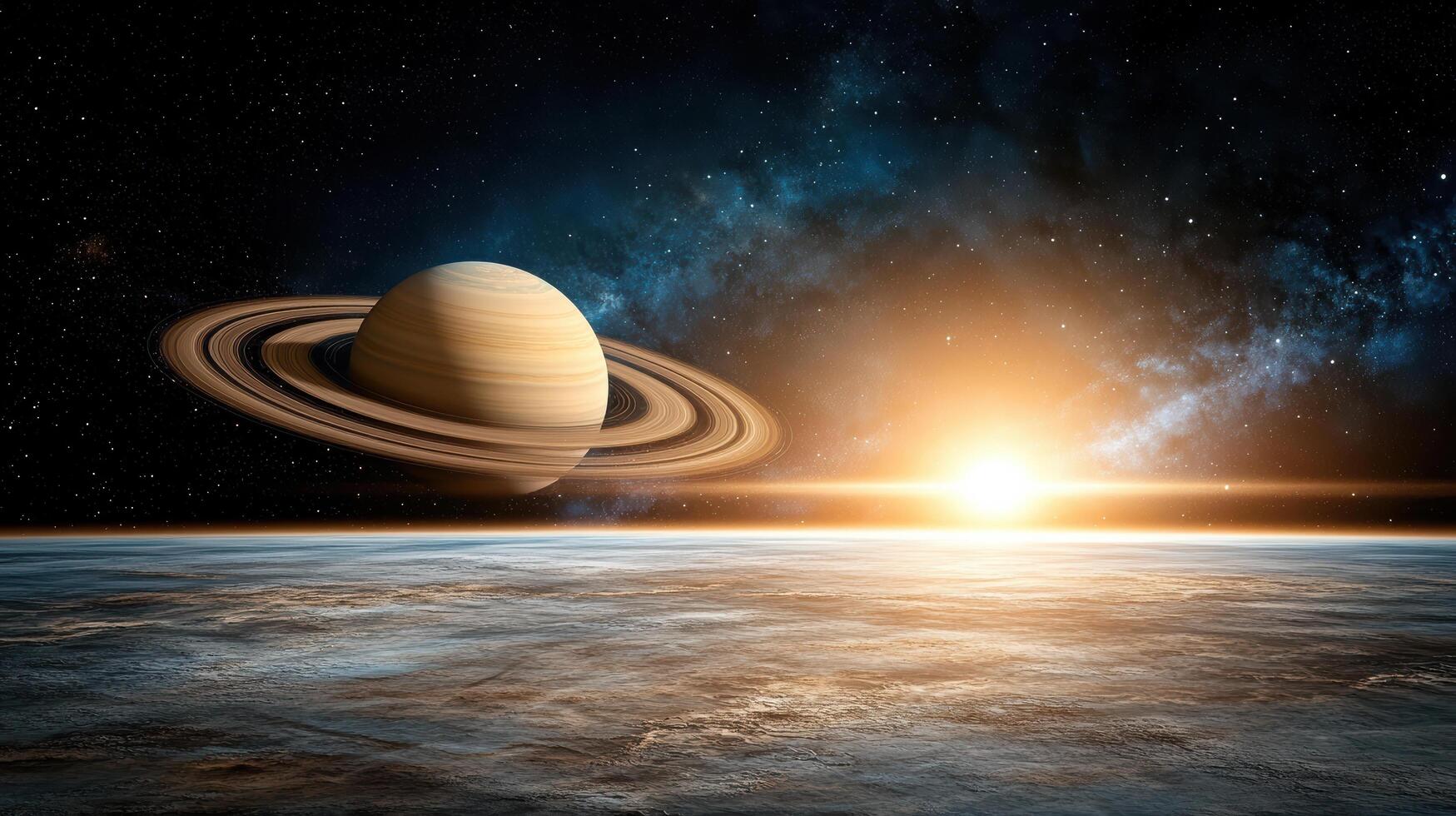 1749x980 Saturn and the sun rising over the earth