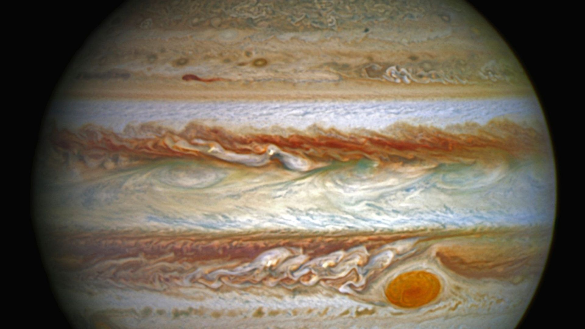1920x1080 Strange polar storms on Jupiter and Saturn are shaped from deep within