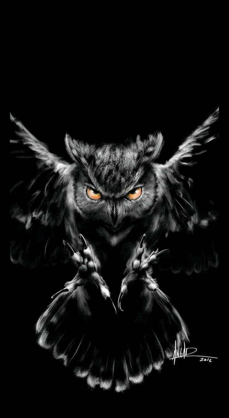 800x1461 Dark owl, owls, HD phone wallpaper