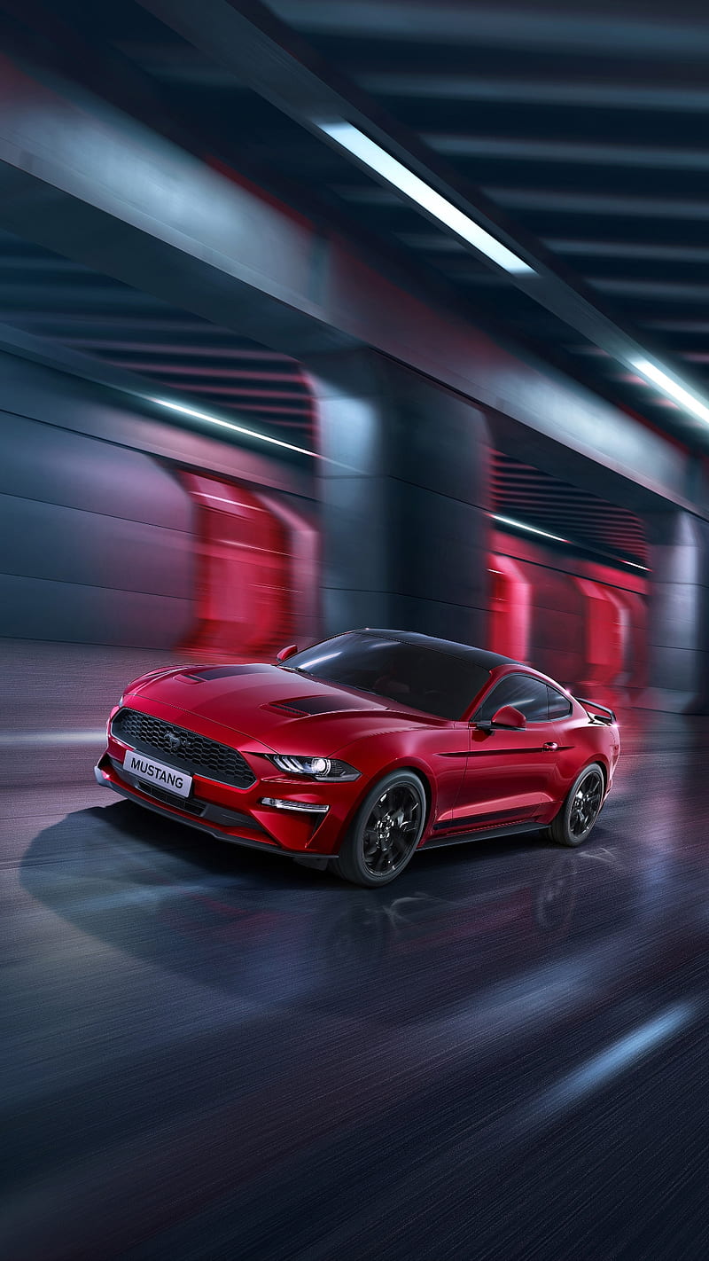 800x1422 Mustang, american, car, ecoboost, ford, red, super, usa, HD phone wallpaper