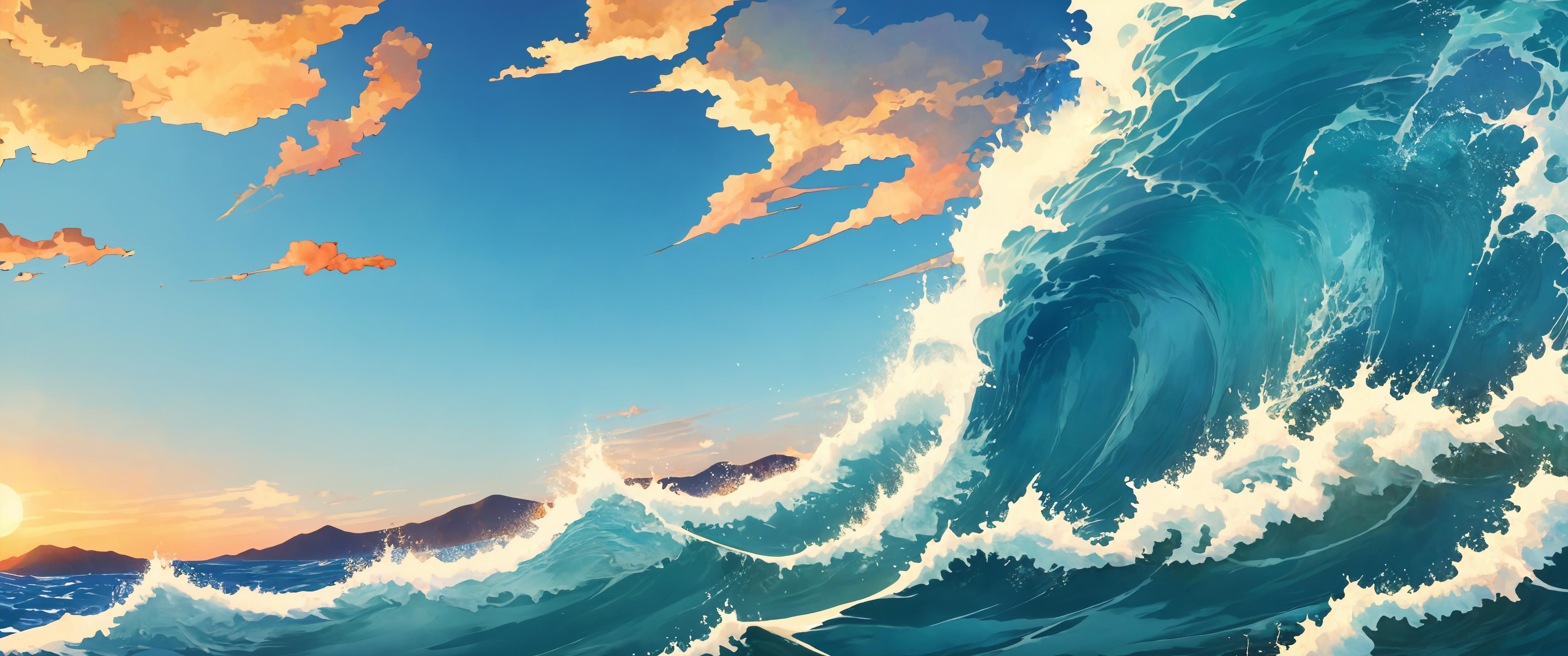 5160x2160 Anime Sea 4k Wallpaper