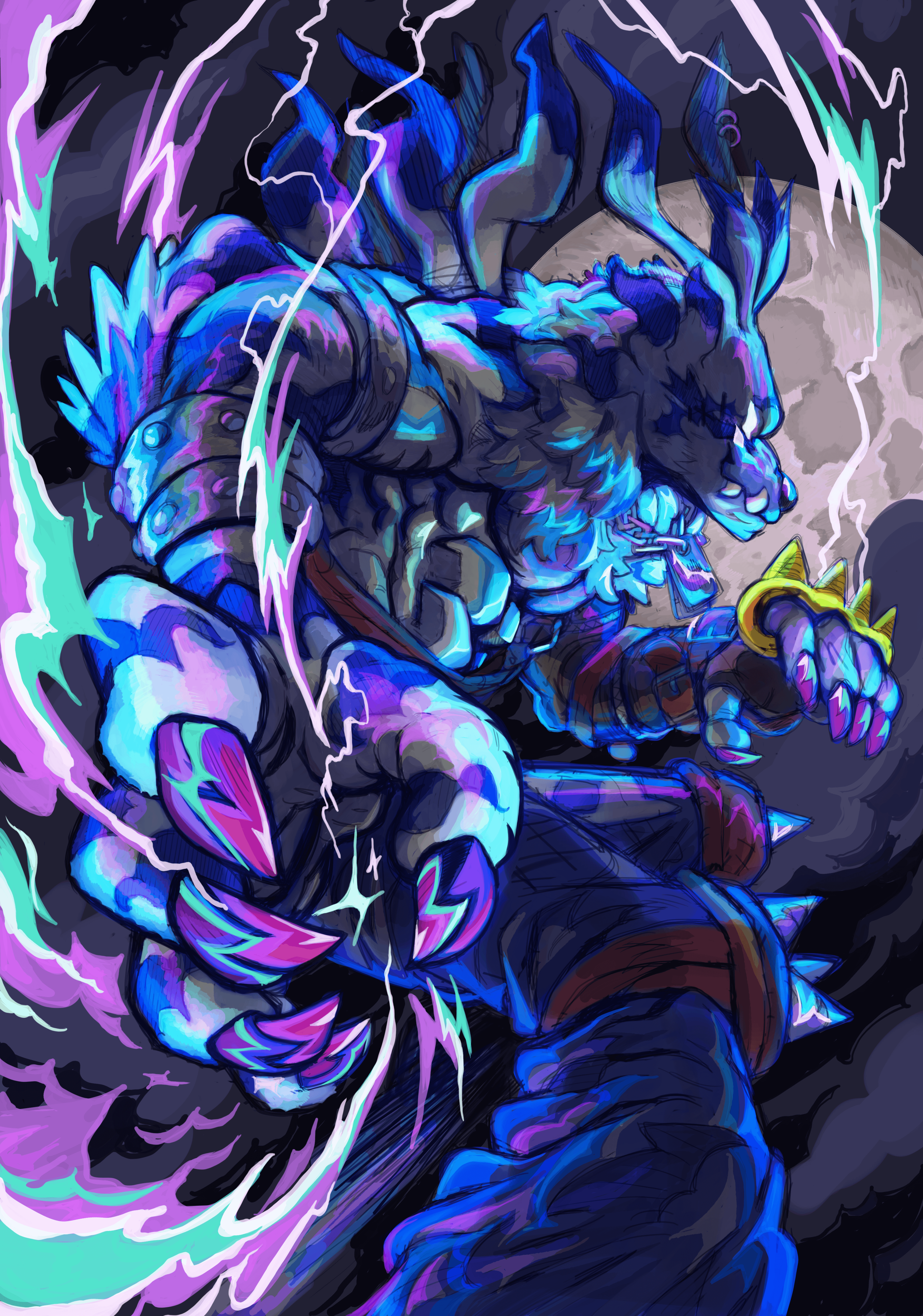 3522x5020 Weregarurumon fanart i did a while back (OC)