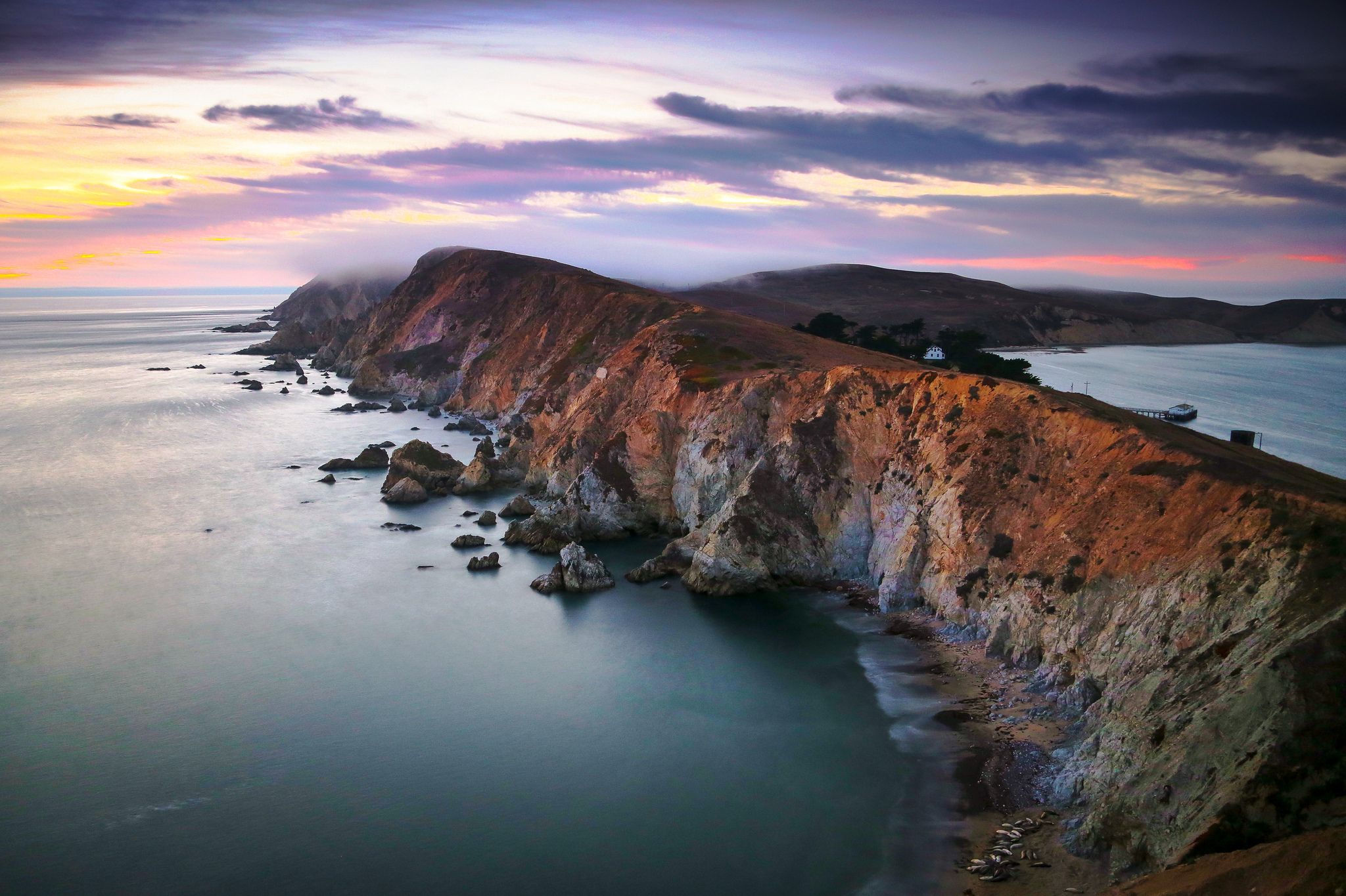 2048x1365 Wallpaper the ocean, island, California, Point Reyes National Seashore, Chimney Rock for mobile and desktop, section природа, resolution 2048x1365