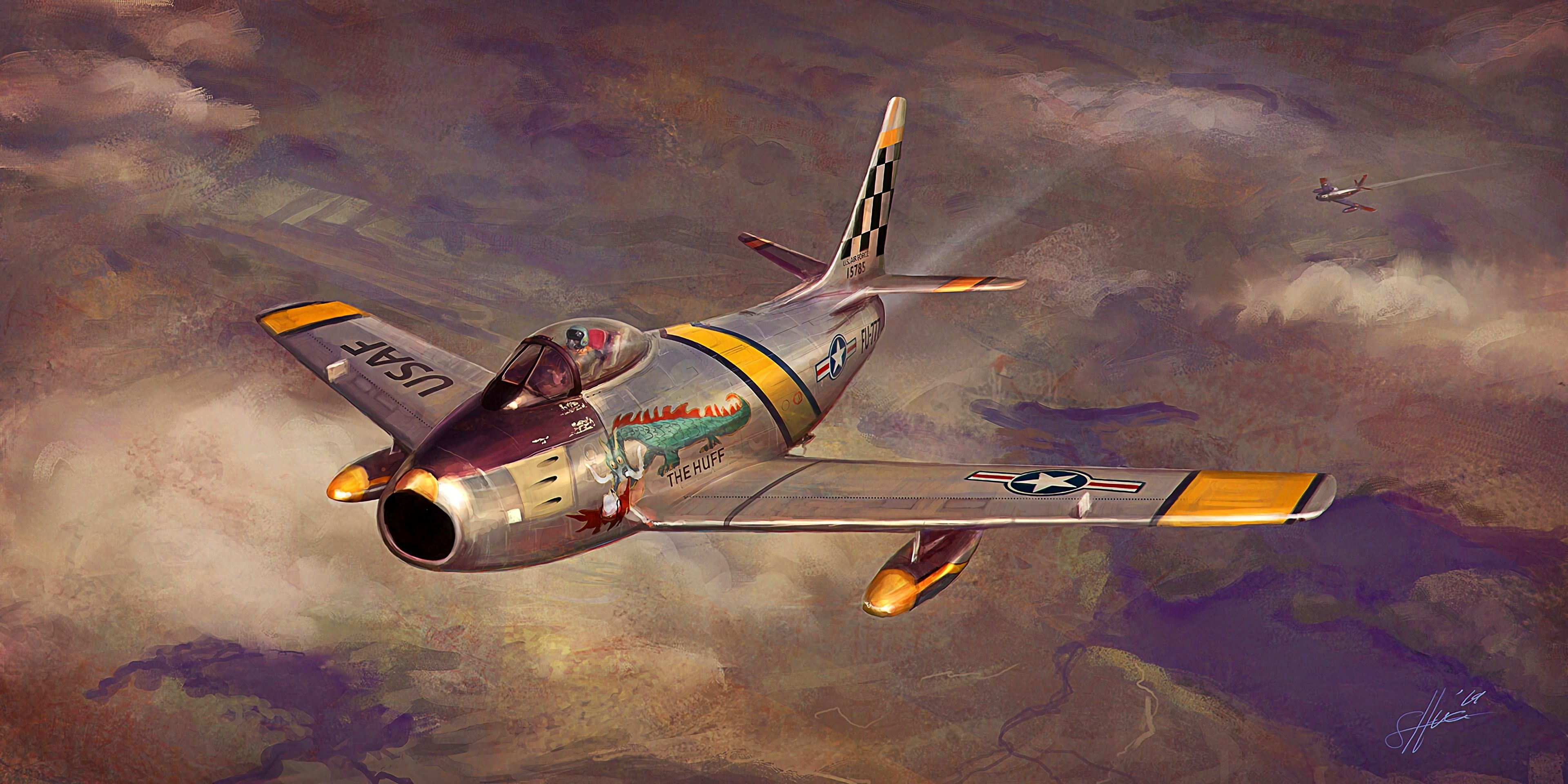 3840x1920 Wallpaper External Fuel Tank, F 86F, ''The Huff'', F 86 Sabre For Mobile And Desktop, Section авиация, Resolution 3840x1920