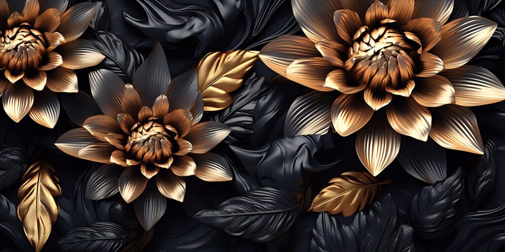 1024x512 Wall mural Elegant blooms against a dark backdrop, 3D Flower Wallpaper, Popular Wall Murals, u95244