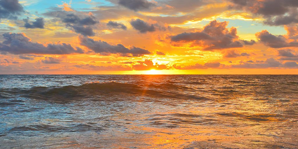 1024x512 Ocean Sunset Serenity, Panoramic
