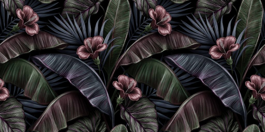1024x512 Photo wallpaper. Wallpaper with leaves of trees