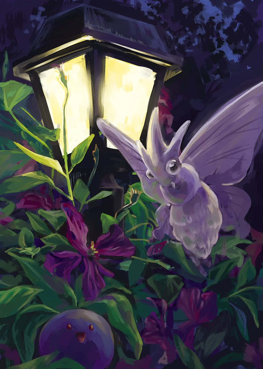 857x1200 Download Venomoth And Oddish At Night Wallpaper