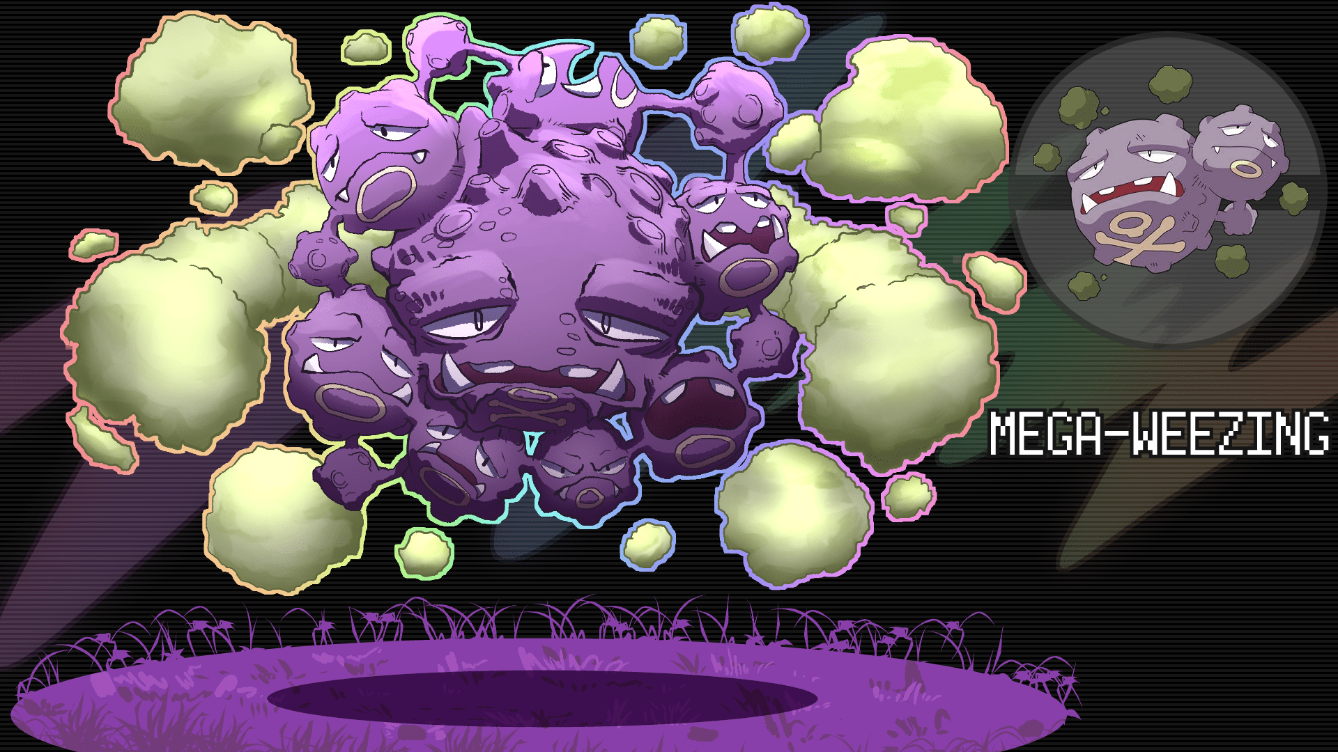 1920x1080 MEGA WEEZING (+ Previous Sketch Idea + Gen1 Progress)