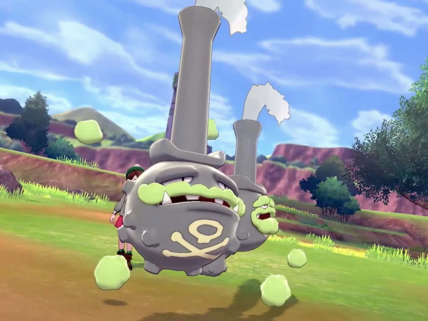 1400x1050 Download Galarian Weezing With Trainer Wallpaper
