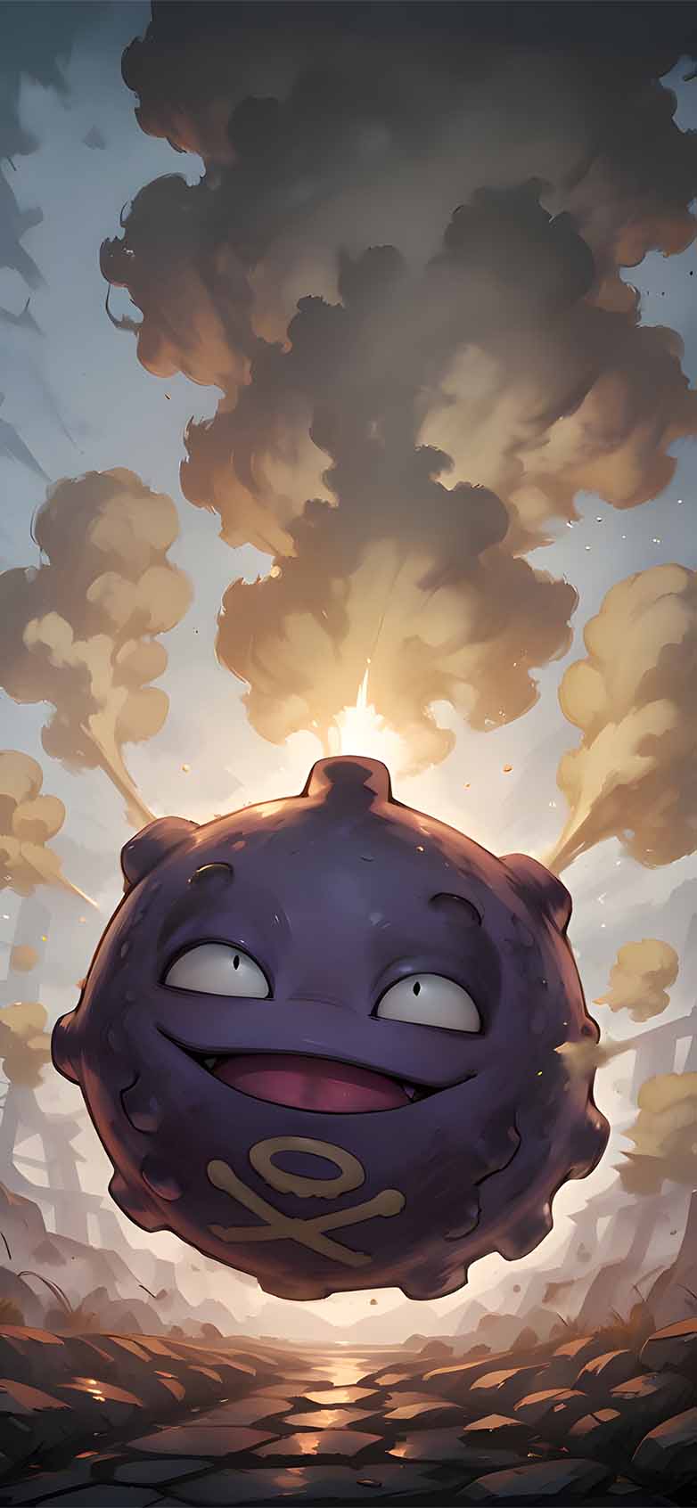 782x1692 Pokemon Koffing Smoke Clouds Anime Wallpaper