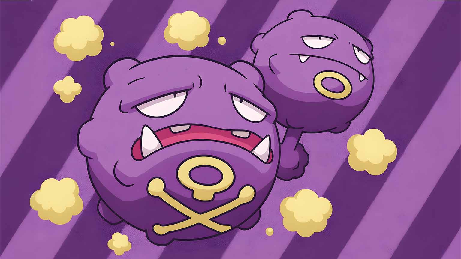 1536x864 Pokemon Koffing Weezing Poison Gas Desktop Wallpaper 4K