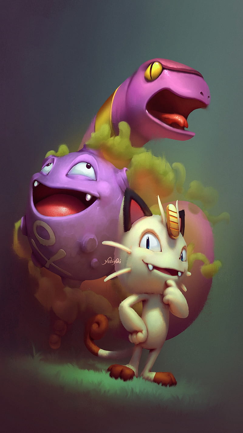 800x1422 Pokemon, esans, koffing, meowth, team rocket, HD phone wallpaper