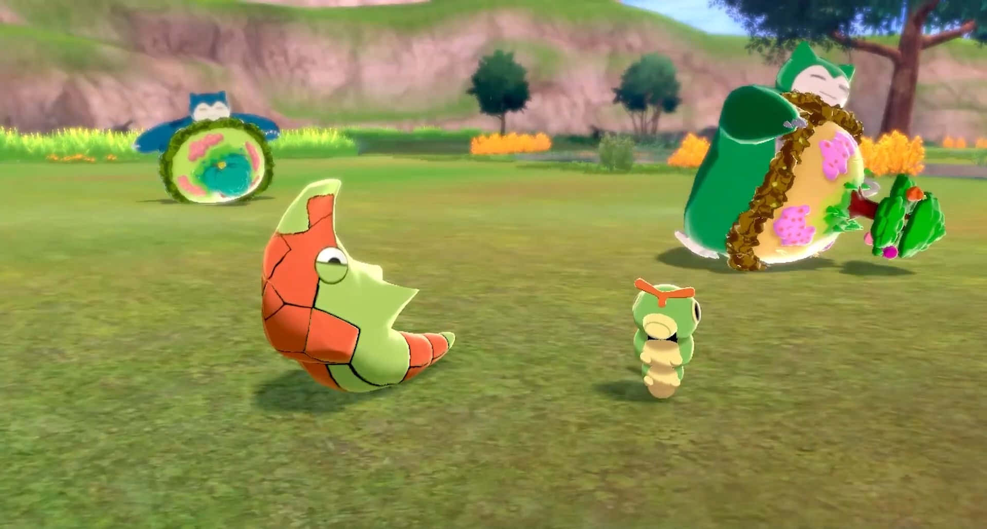 1920x1030 Download 3D Green Aesthetic Metapod With Caterpie Wallpaper