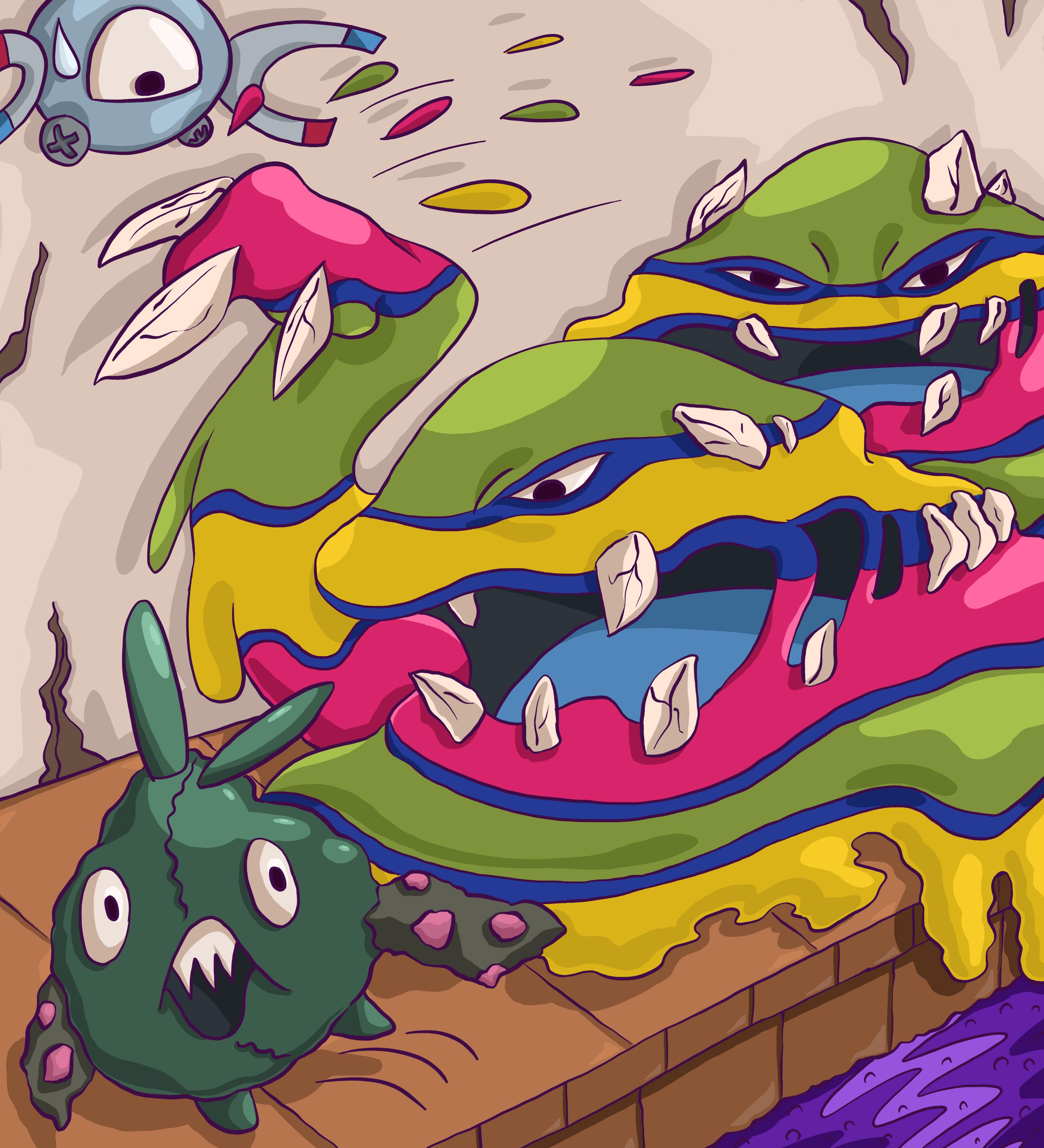 3000x3300 Alolan Muk I drew, going after some food