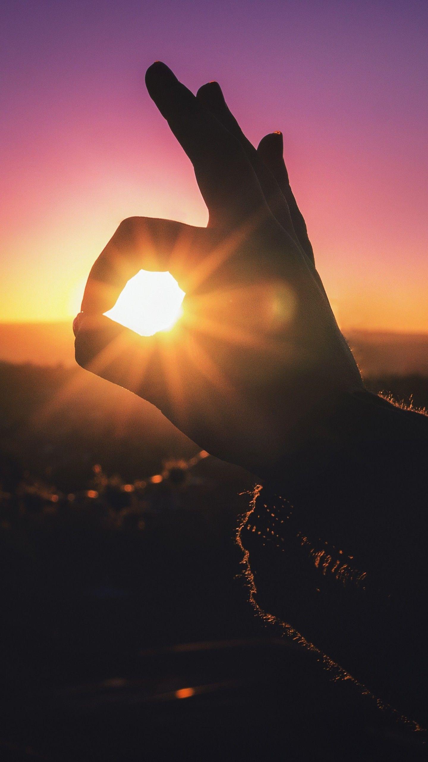 1440x2560 Hand Light Fingers Sunset Wallpaper - [1440x2560]