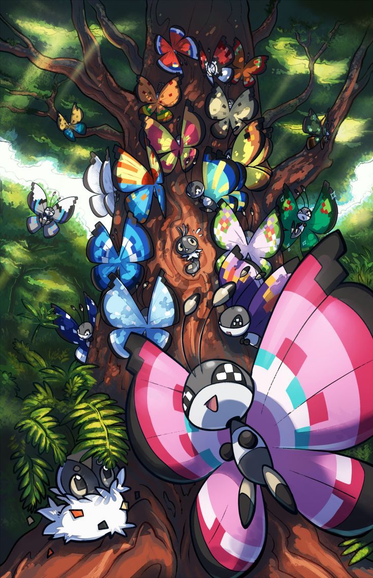 735x1137 Spewpa wallpaper. Pokemon butterflies, Mega victreebel wallpaper, Pokemon background