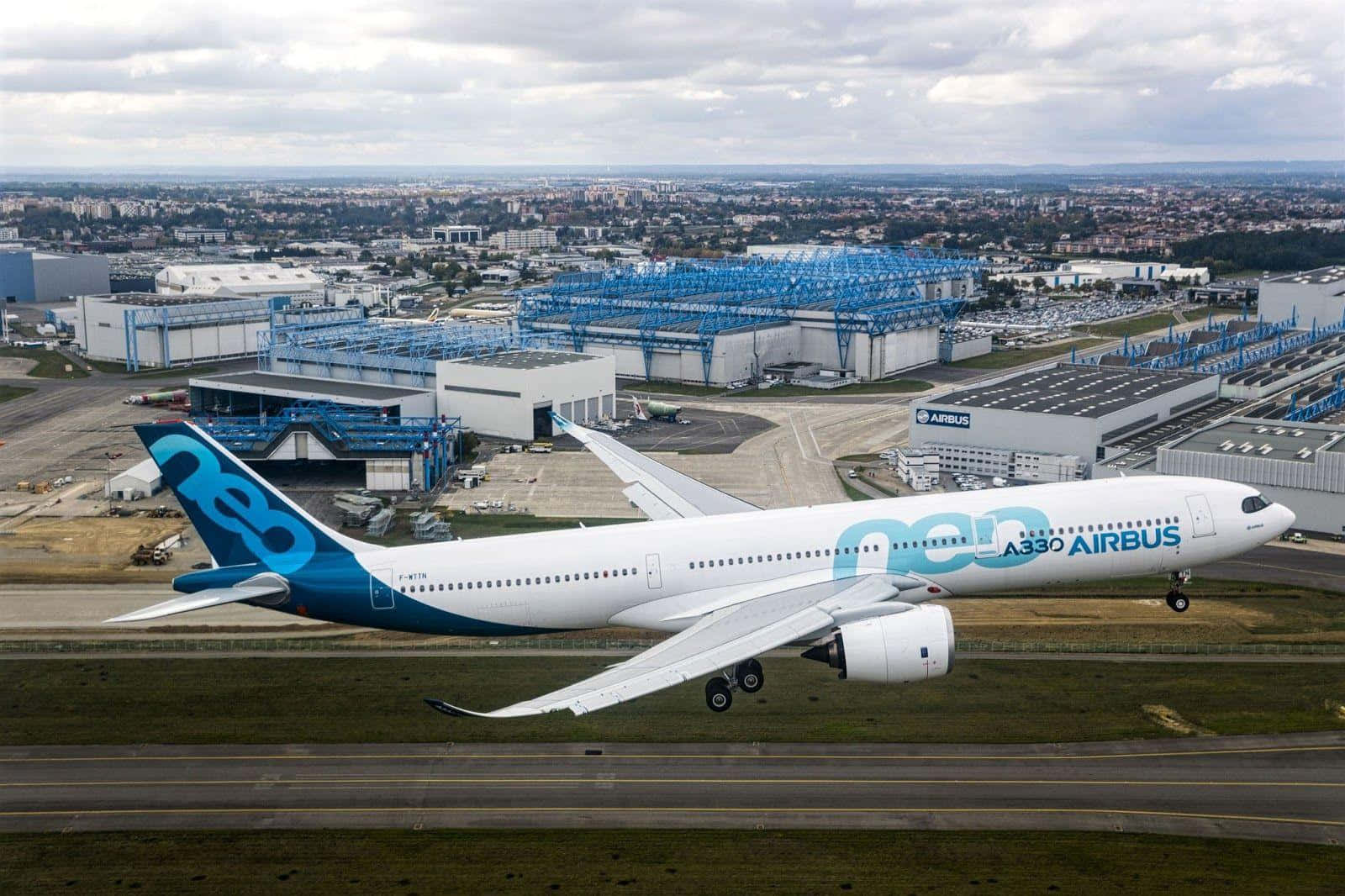 1600x1066 Download Airbus A330 Taking Off Near Industrial Facility Wallpaper