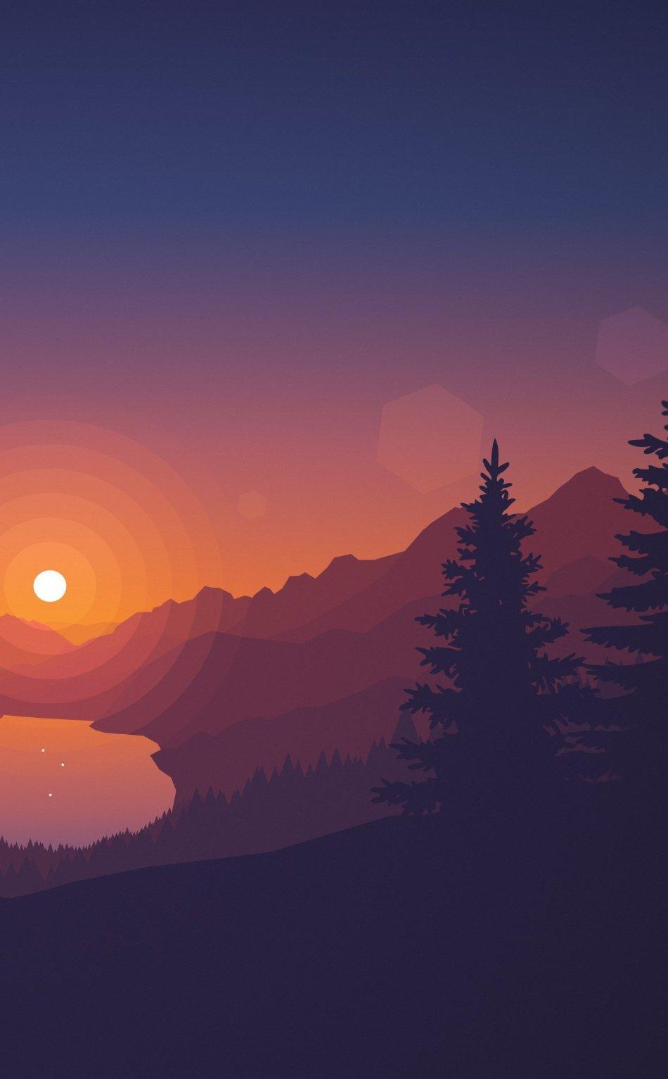 950x1533 Poly Lakeside Minimal, HD 4K Wallpaper Phone Wallpaper