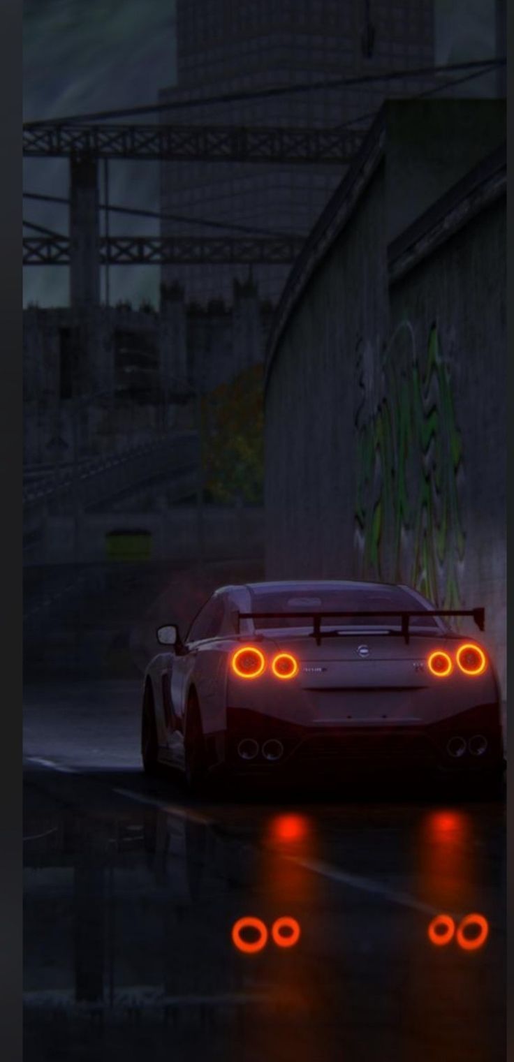 736x1521 Aesthetic wallpaper rain night Nissan gtr