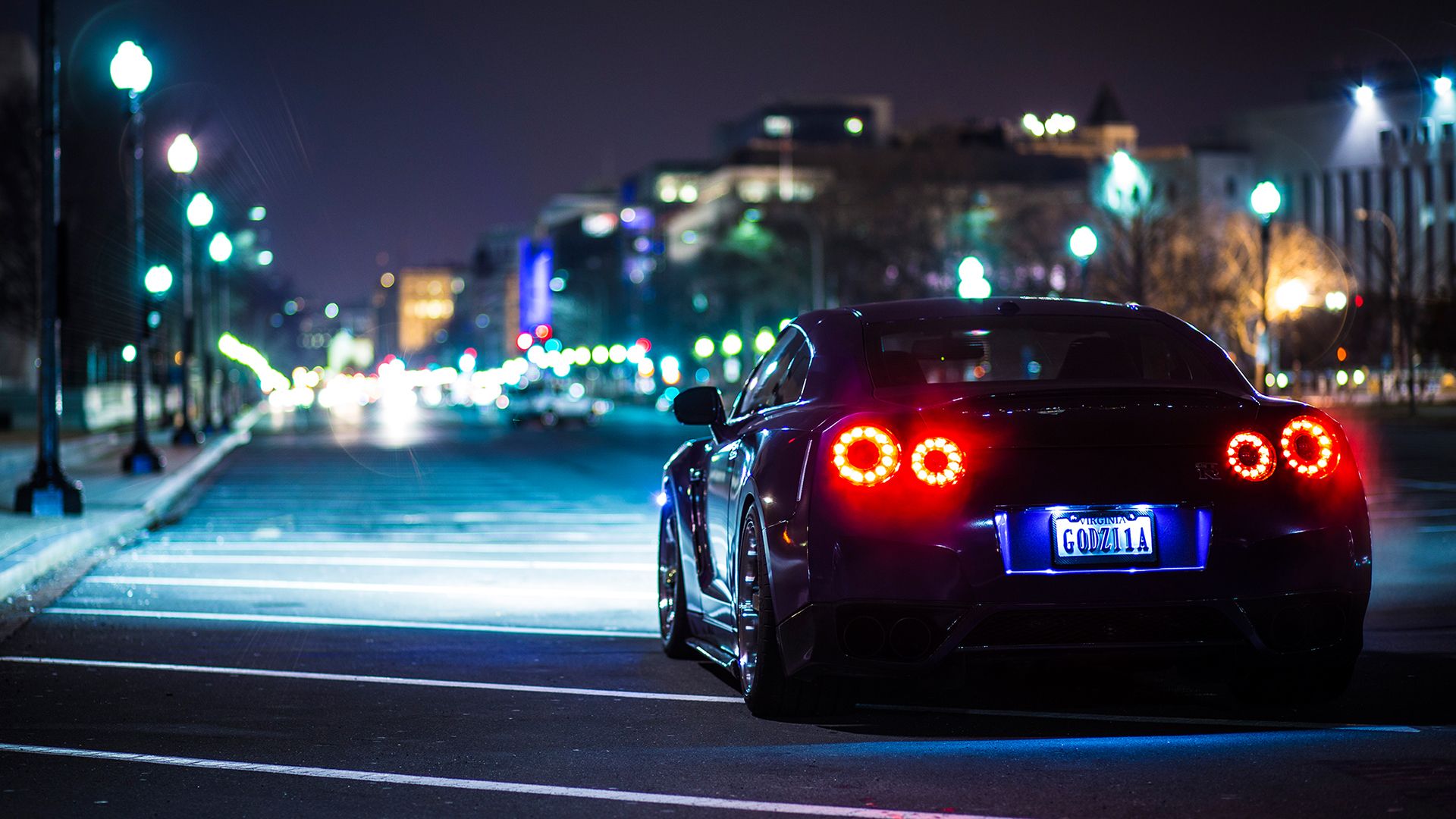 1920x1080 Wallpaper Night, Lights, Nissan, Back, Nissan GT R For Mobile And Desktop, Section Nissan, Resolution 1920x1080