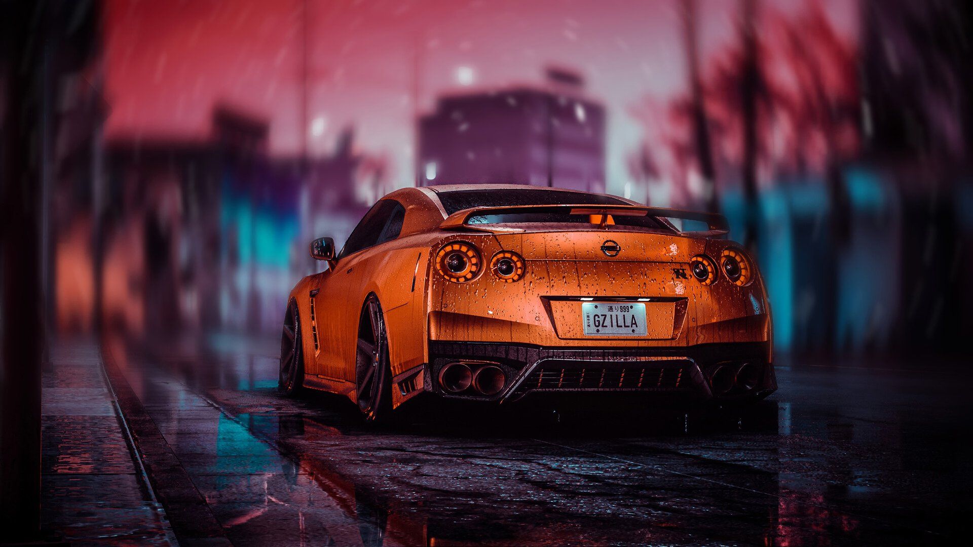 1920x1080 Nissan GT R Night Run