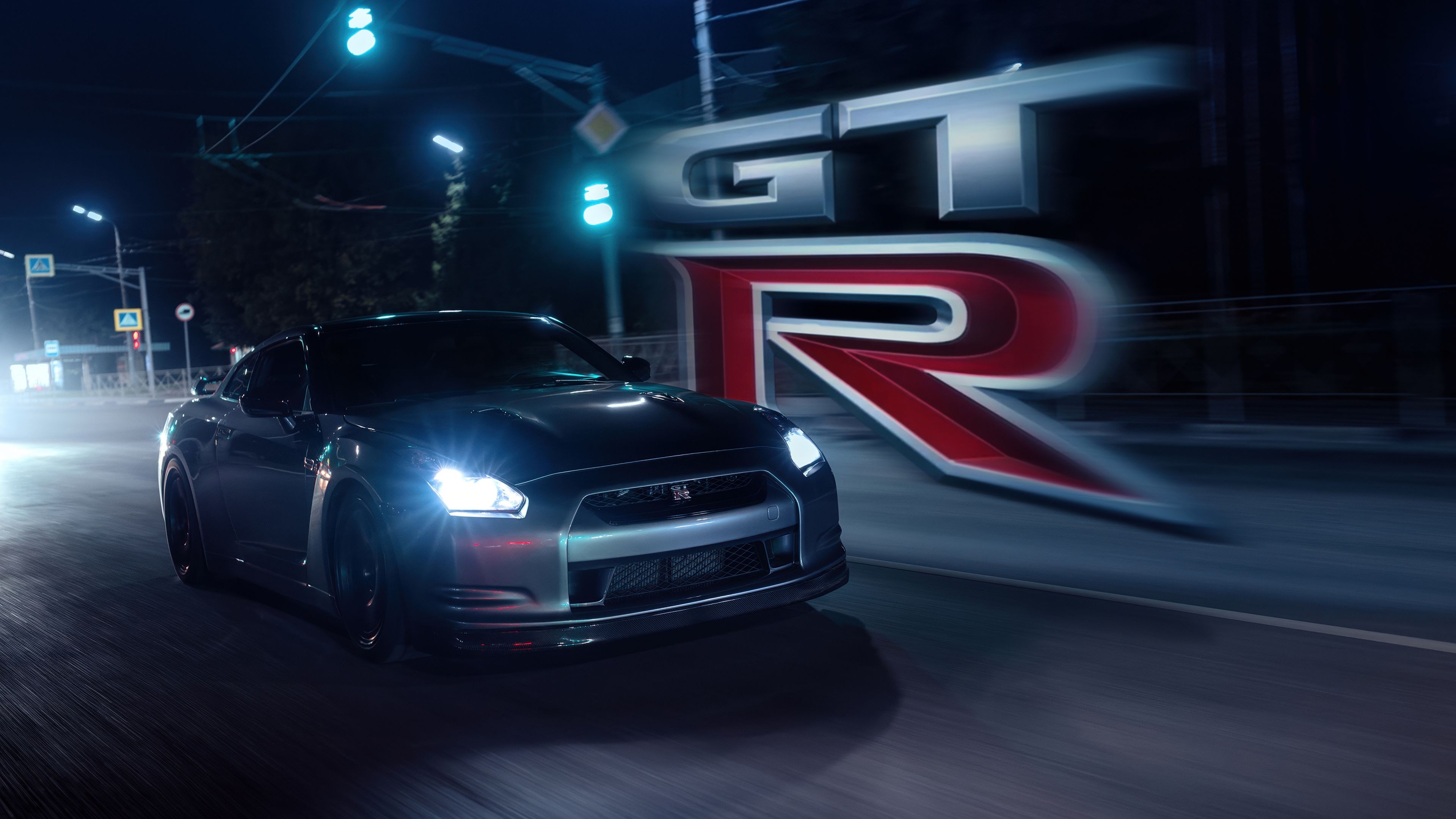 3840x2160 Nissan GT R R35 Wallpaper 4K, Street Racing, Night City, 5K