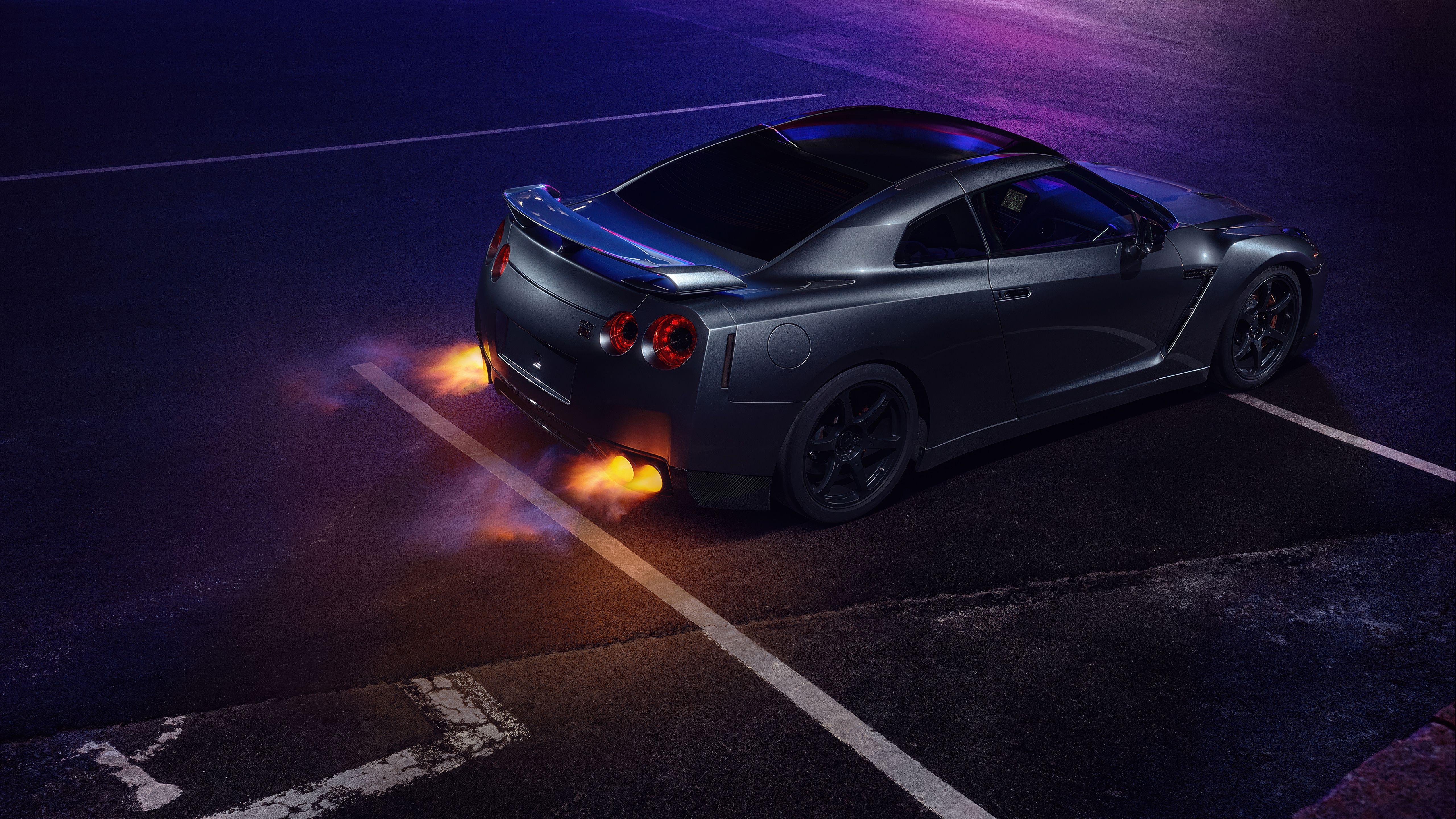 5120x2880 Nissan GT R R35 Wallpaper 4K, Dual Exhaust, 5K, Neon Lights