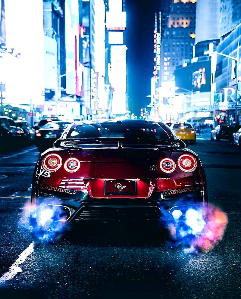 800x993 Flamethrower GTR, carros, city, expensive, flame, night, nissan, red, rolling shot, HD phone wallpaper