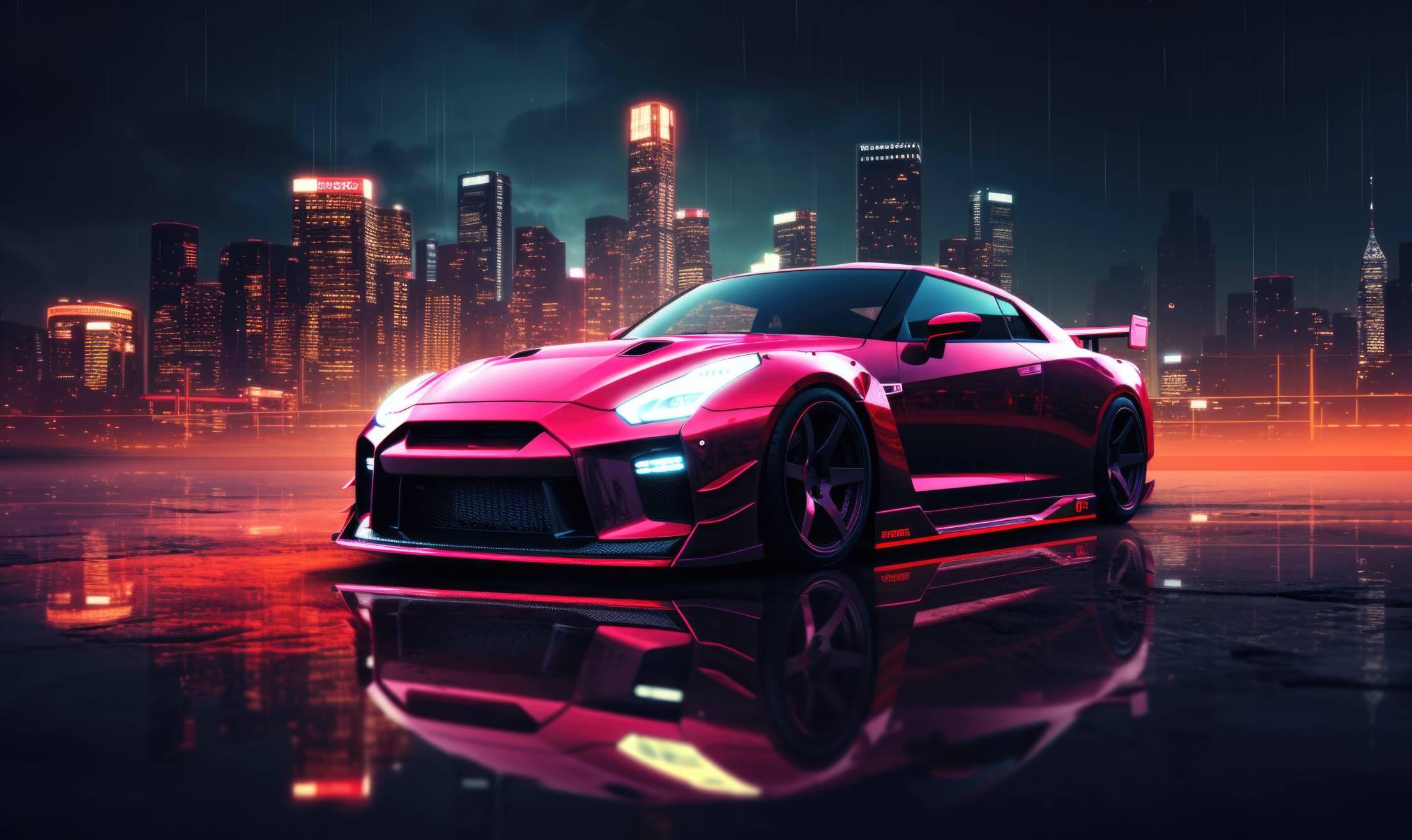 2210x1316 Nissan GT R Wallpaper In Dark Night Reflections. Free Car Photo