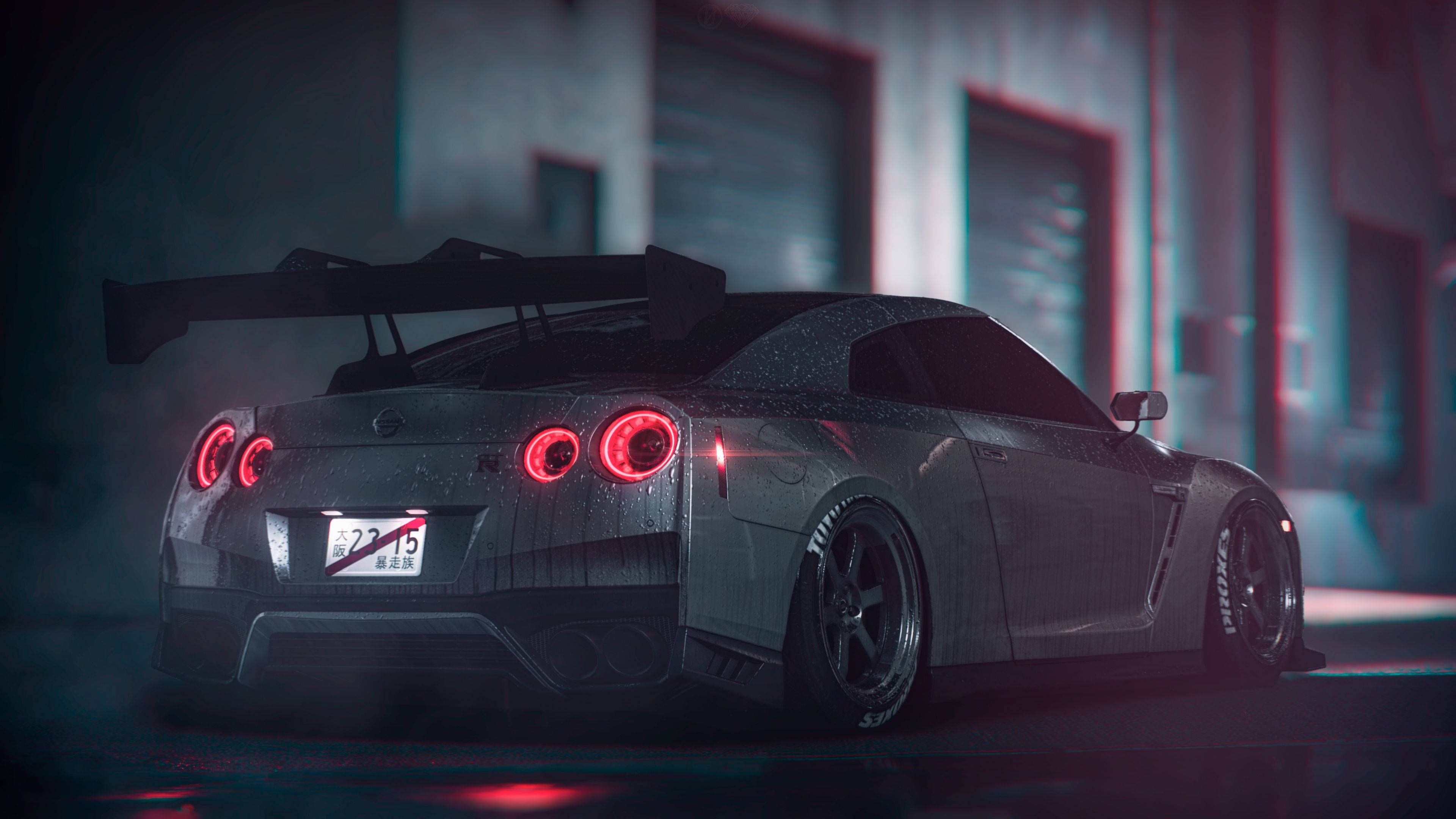 3840x2160 Download Nissan GTR Car At Night Wallpaper