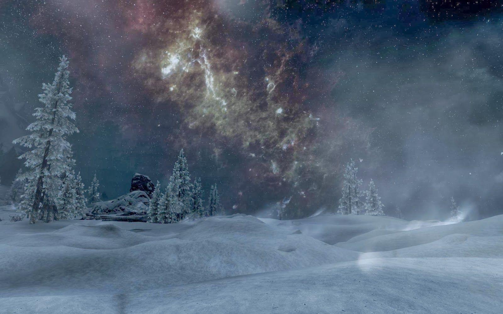 1600x1000 Winter Night Wallpaper