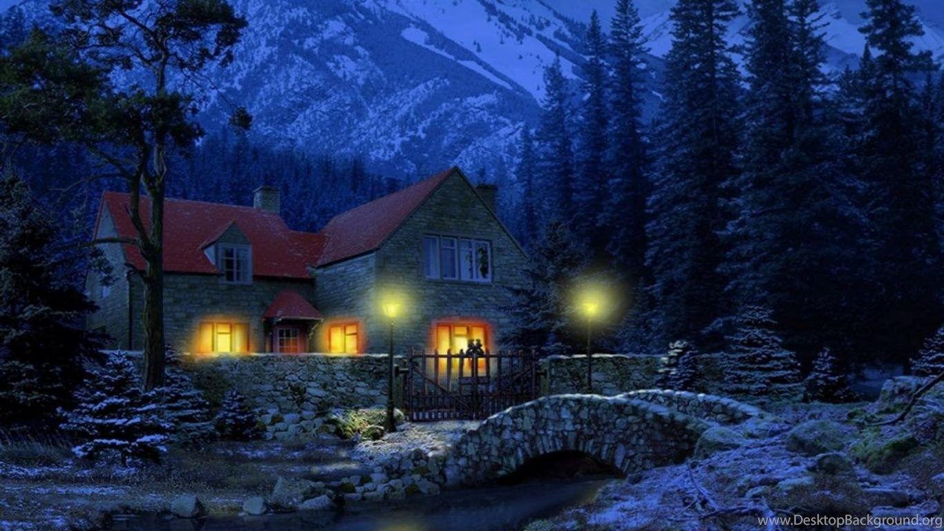 1366x768 Wallpaper Winter Night Free HD Dark X 1366x768 Desktop Background