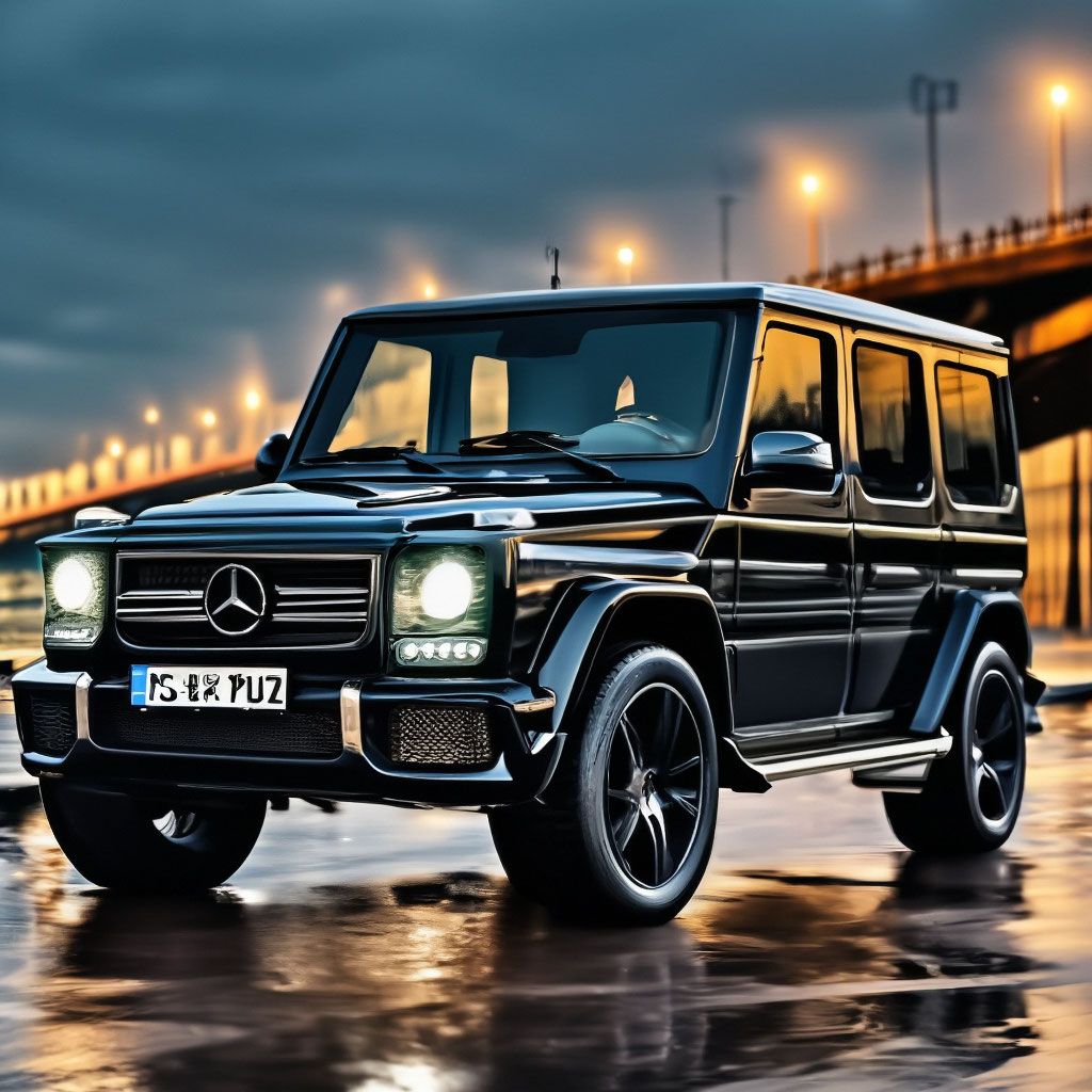 1024x1024 Mercedes Benz G Class Black ⚫ Gelik Mercedes At Night In The City Of St. Petersburg Near The Bridge