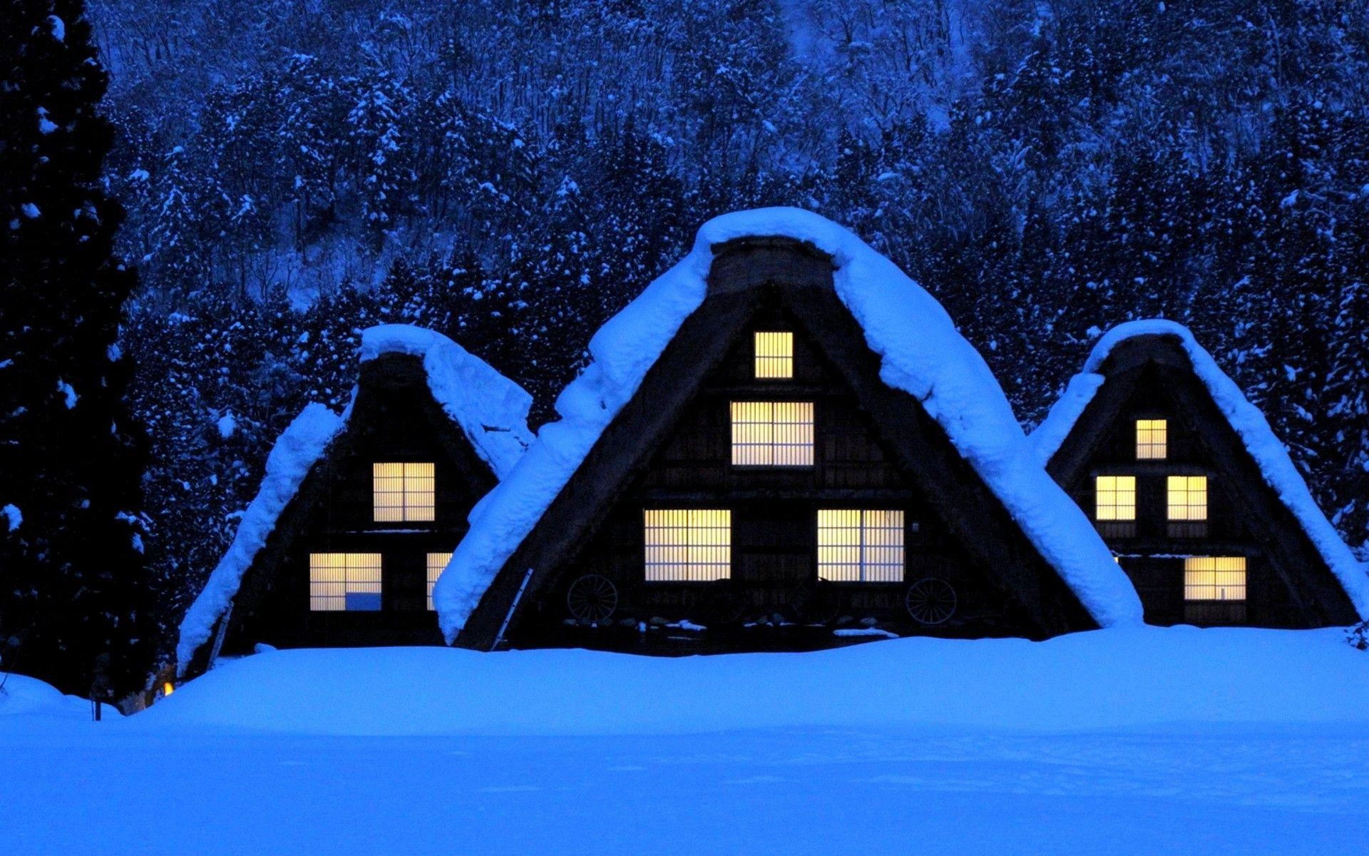 1920x1200 Winter cottages wallpaper. PC