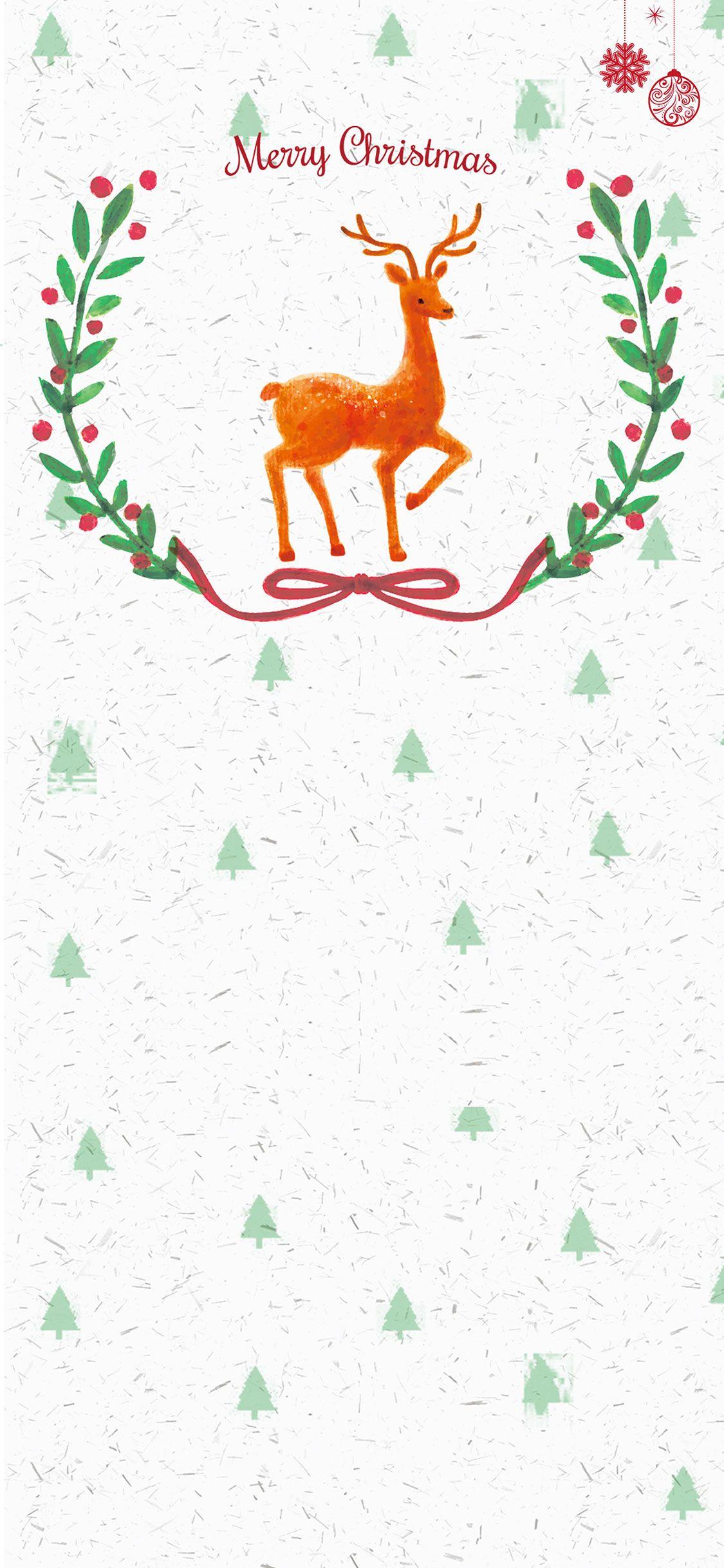 1125x2436 White Reindeer Christmas Wallpaper For iPhone