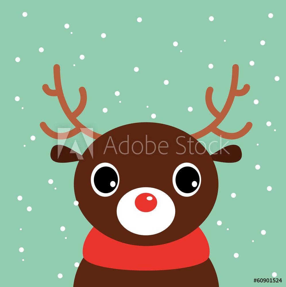 996x1000 Cute Cartoon Christmas Deer On Snowing Background Wall Mural. Wallpaper Murals WellnessSisters
