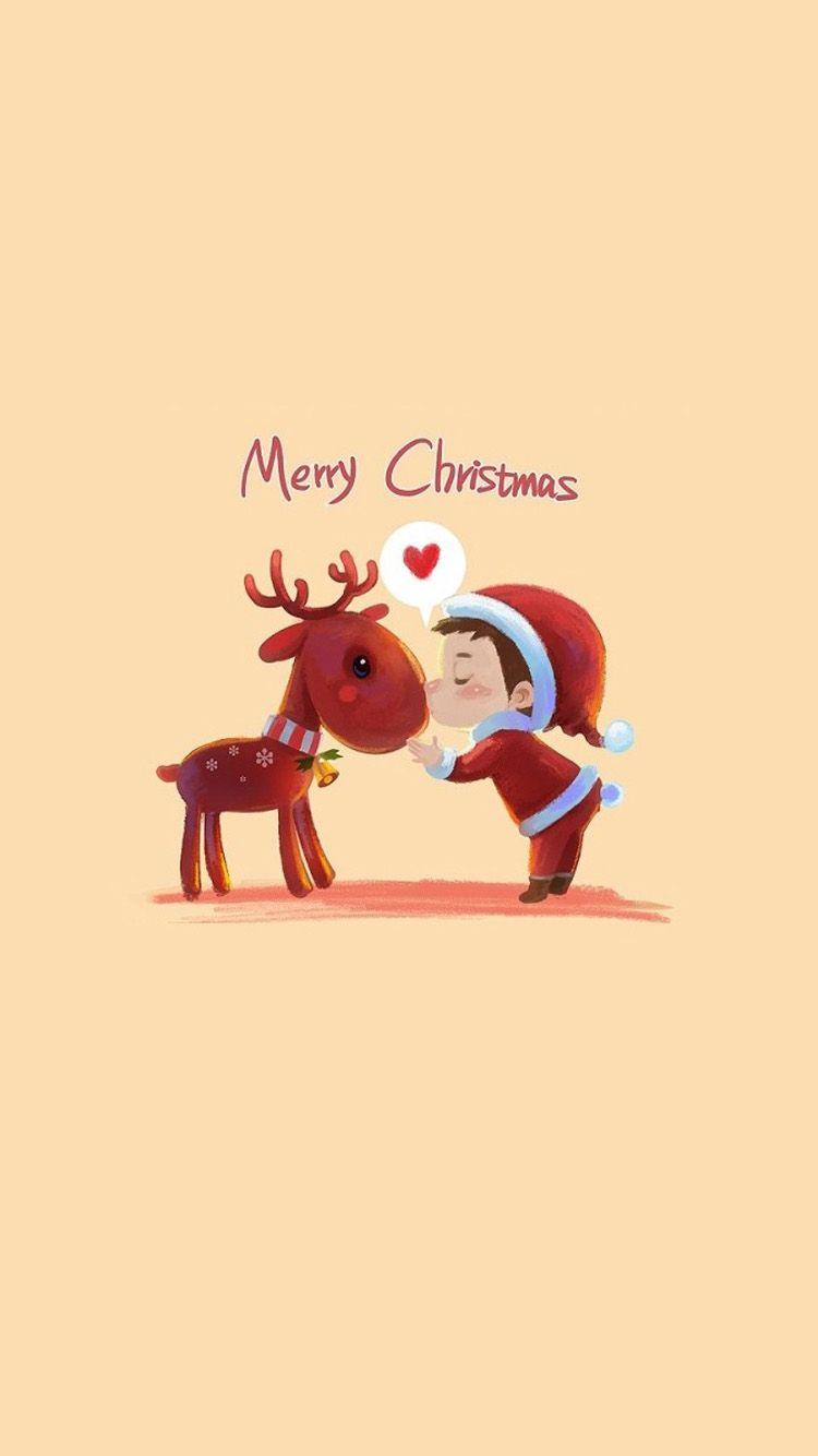 750x1334 Christmas Wallpaper Cute Rudolph