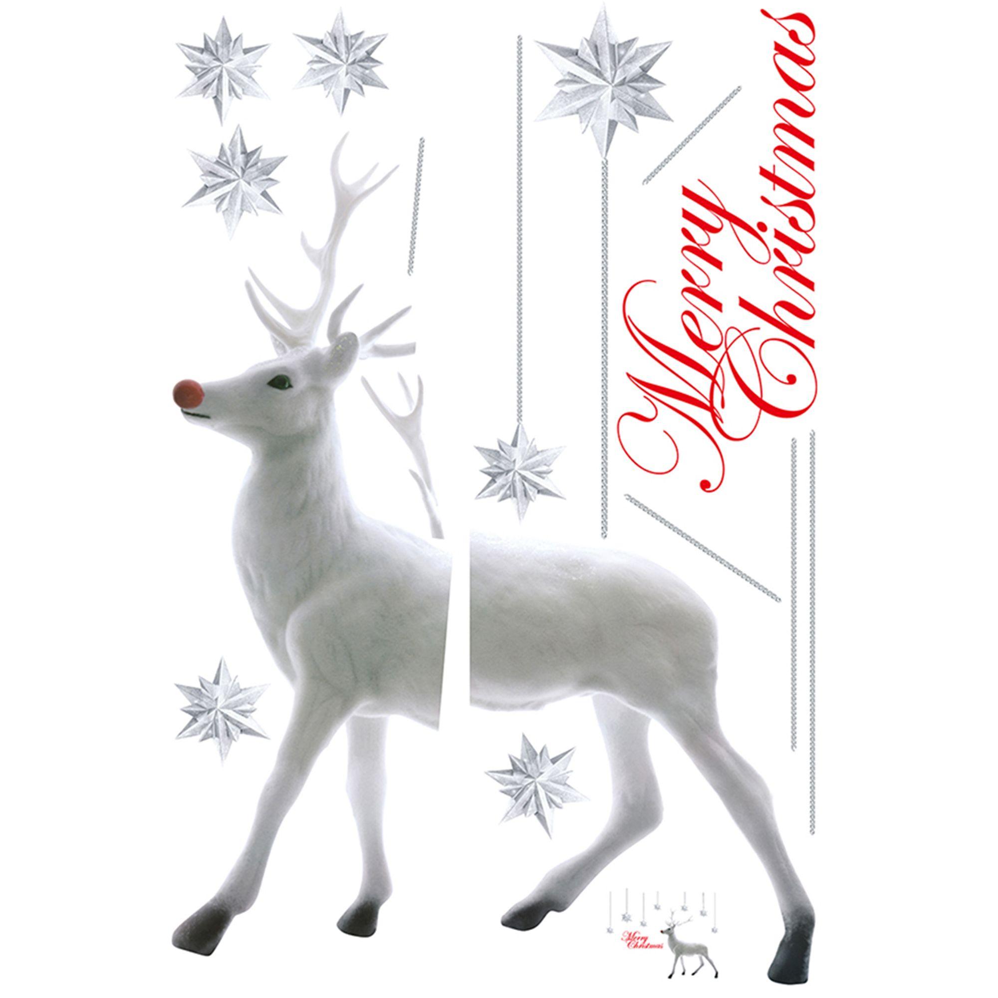 2000x2000 Xingqing Christmas White Deer Snowflake Wall Sticker 3D Window Cute Reindeer Wallpaper Decals for Home