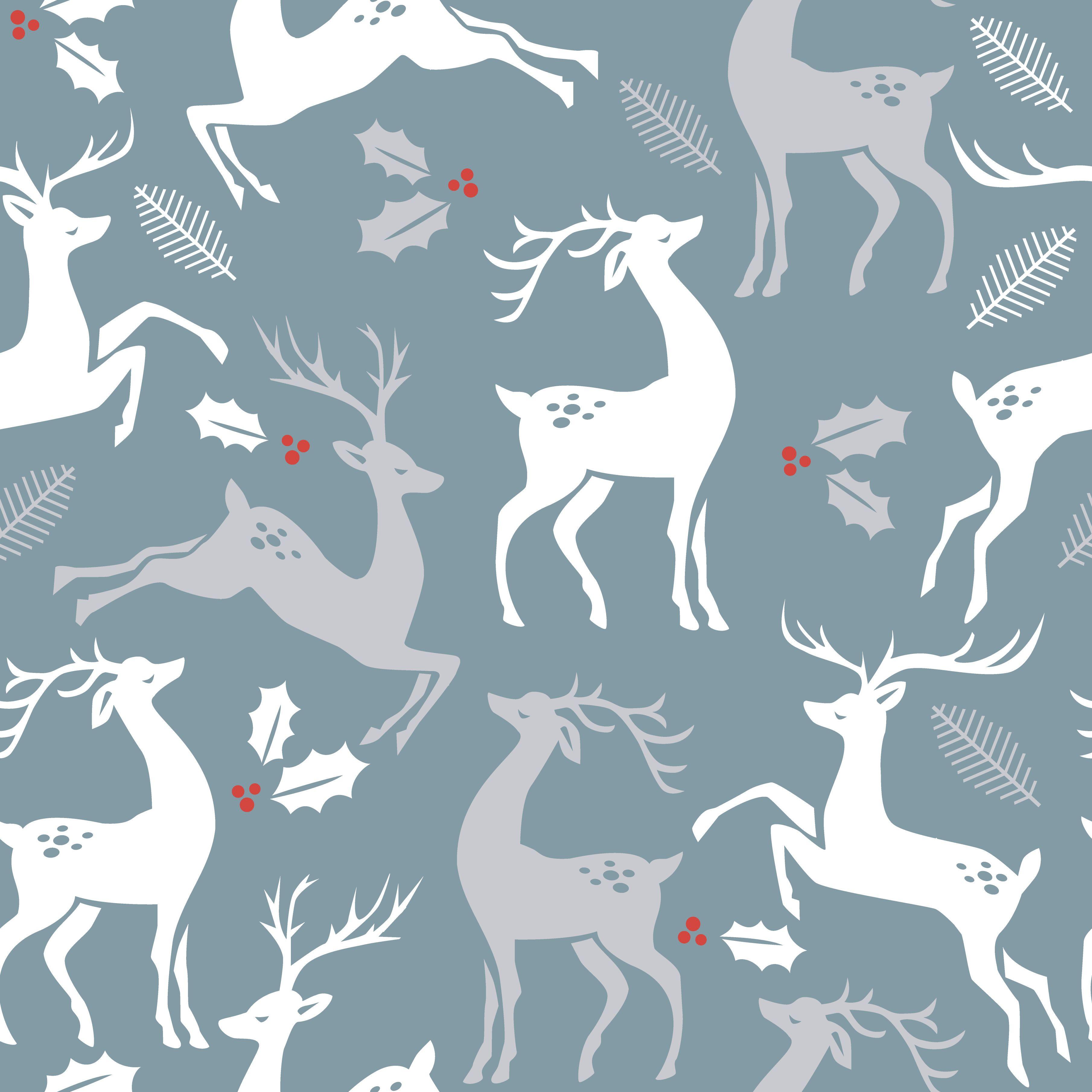 3619x3619 Christmas pattern with deer. Vector texture for gift packaging, invitation card, cover, wallpaper, scrapbook, textile, holiday decor. Free Vectors, Clipart Graphics & Vector Art