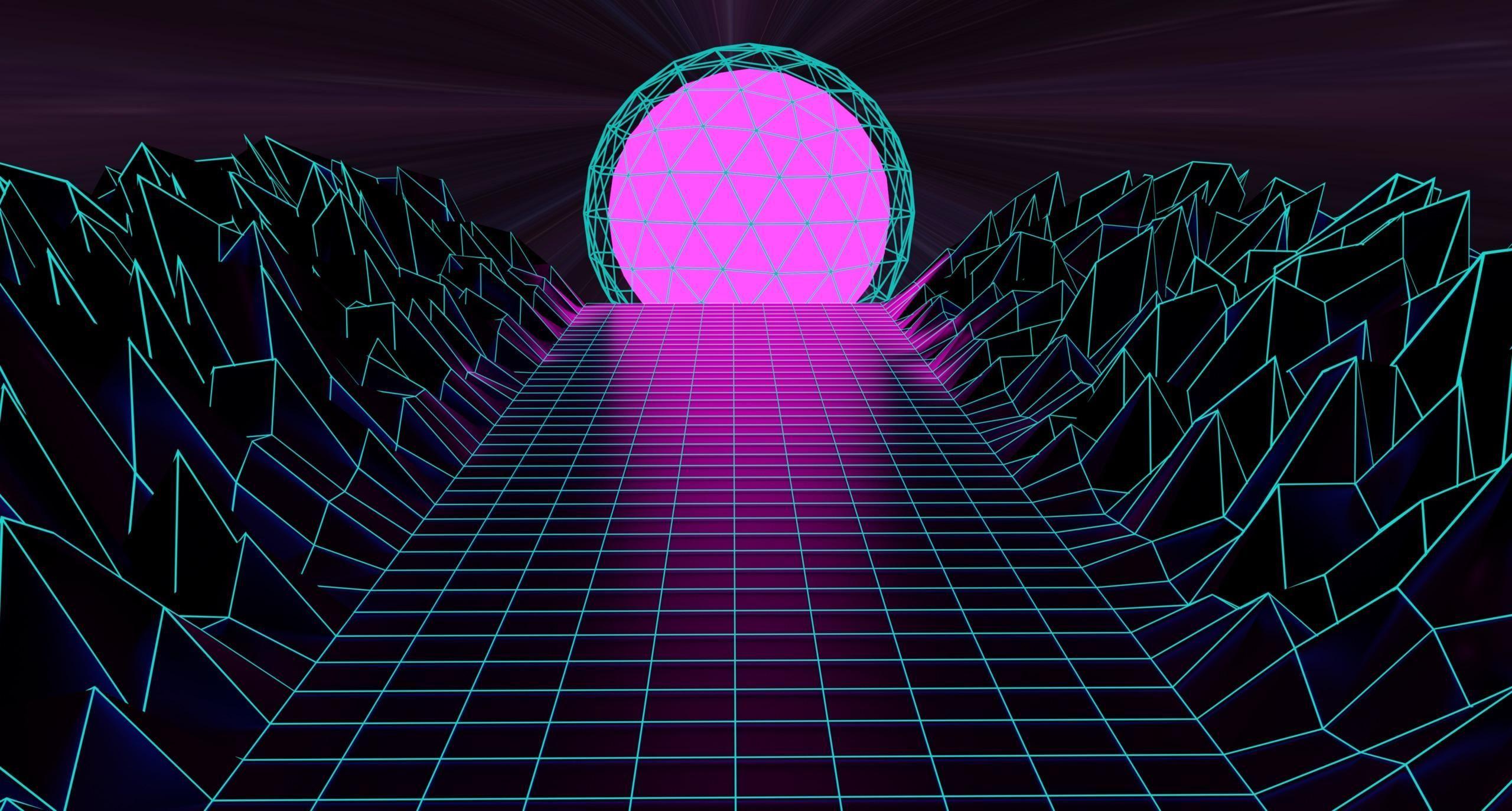 2560x1373 Retro Futurism Aesthetic Cool Vintage Wallpaper