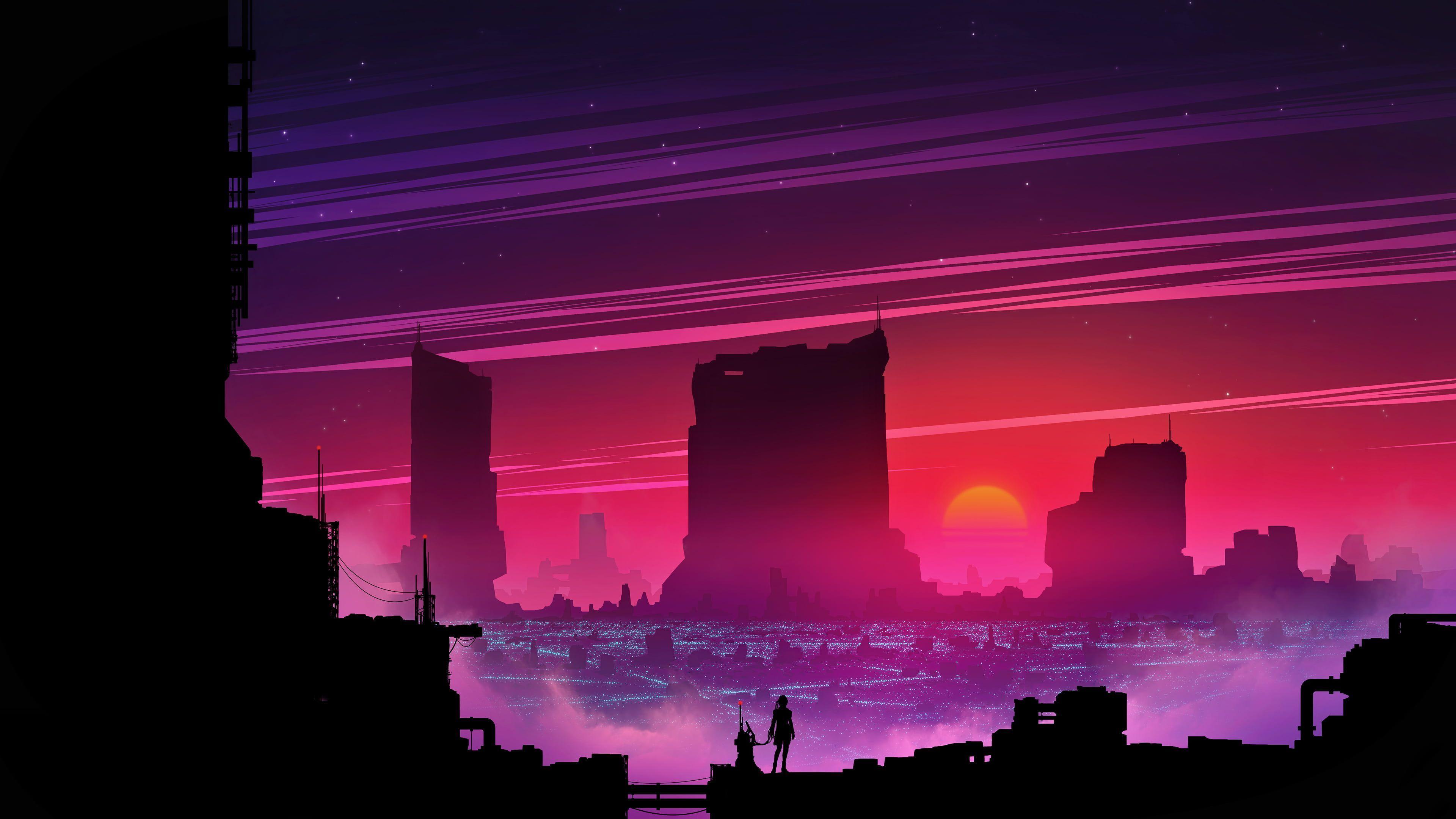 3840x2160 cityscape #landscape #city #lights city lights #cyber science fiction digital art concept art #cyberpunk #artwork #futurist. Cyberpunk, Arte, iPhone wallpaper 4k