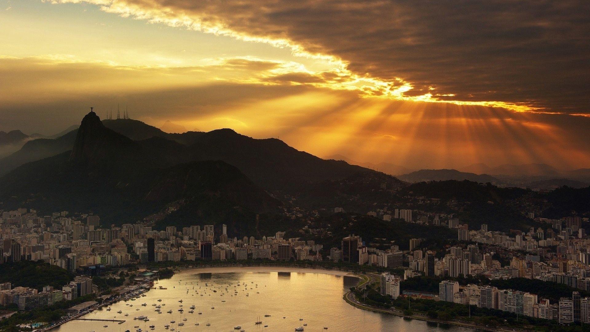 1920x1080 Beautiful Rio De Janeiro HD Desktop Panorama Widescreen De Janeiro Evening Wallpaper & Background Download