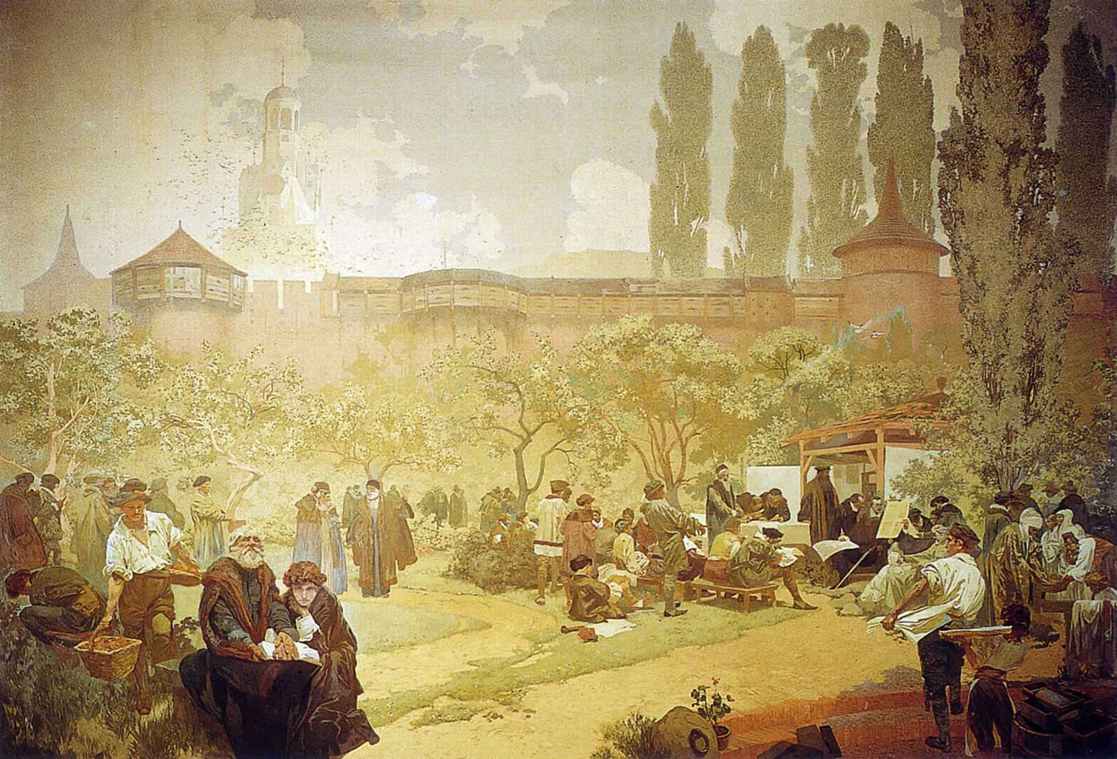 1589x1080 The Printing Of The Bible Of Kralice In Ivancice Mucha Wallpaper Image
