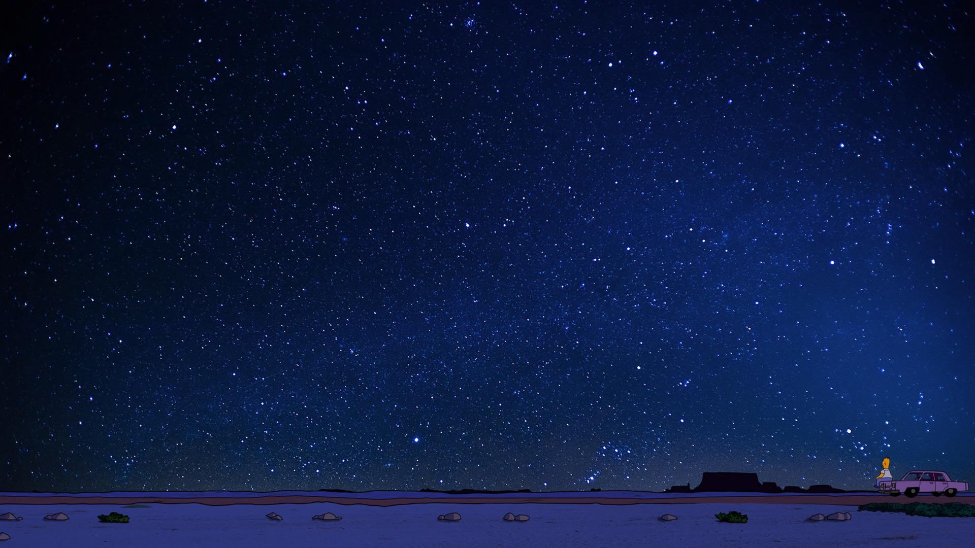 1920x1080 Homer Looking At The Stars 1080P Laptop Full HD Wallpaper, HD Artist 4K Wallpaper, Image, Photo and Background