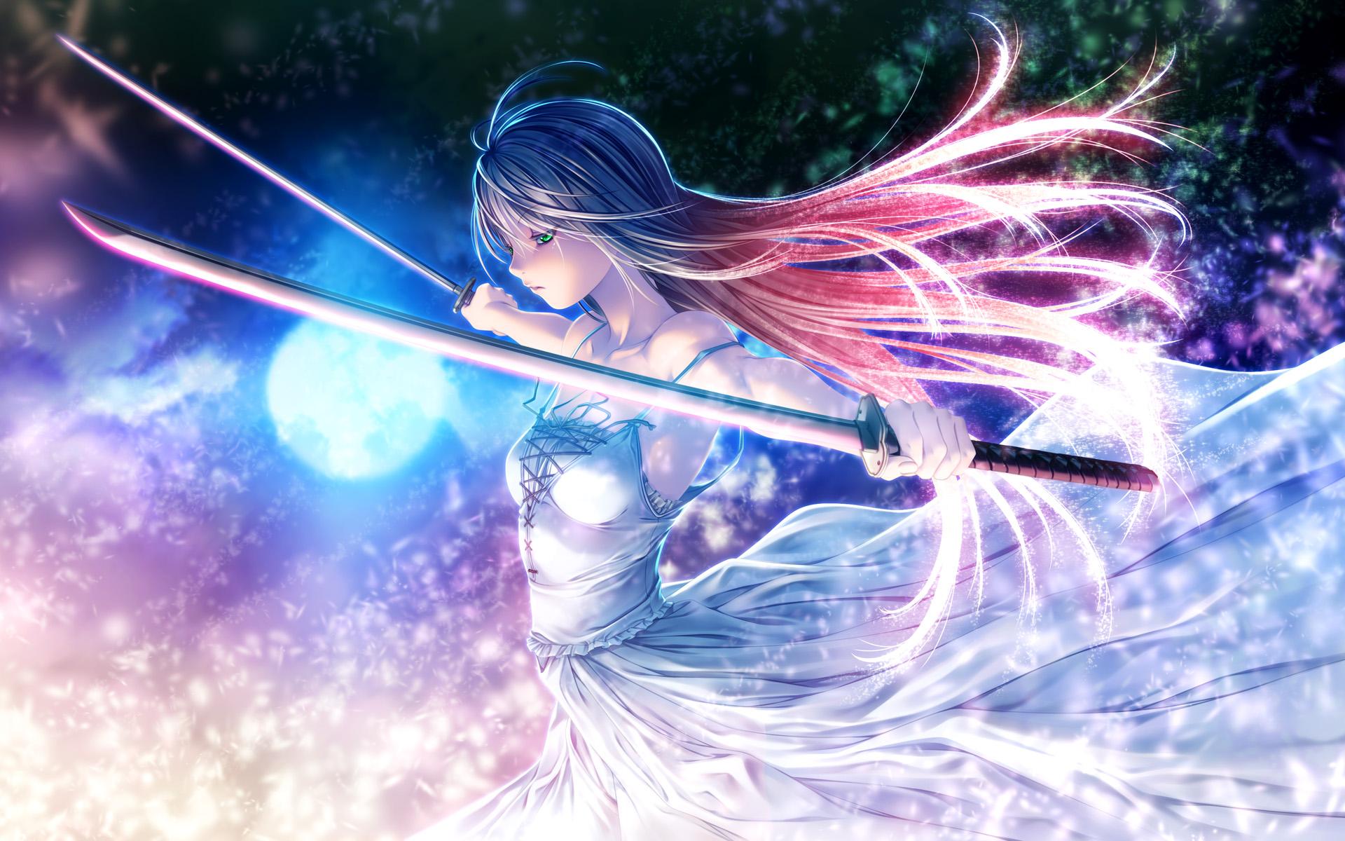 1920x1200 Long Hair Anime Girl With Katana Wallpaper. Free Computer Desktop Wallpaper
