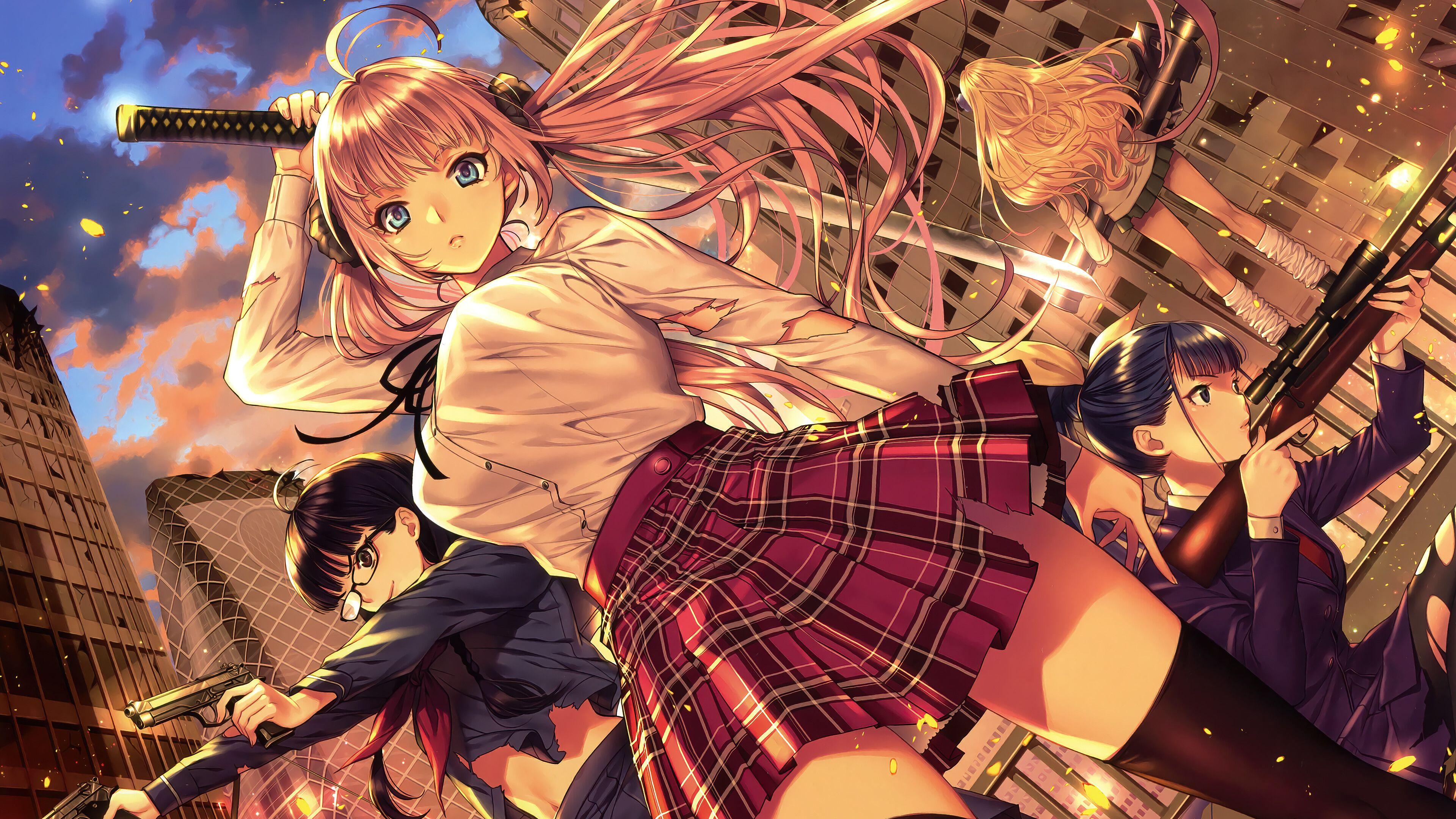 3840x2160 Anime Girl with katana Wallpaper 4k Ultra HD
