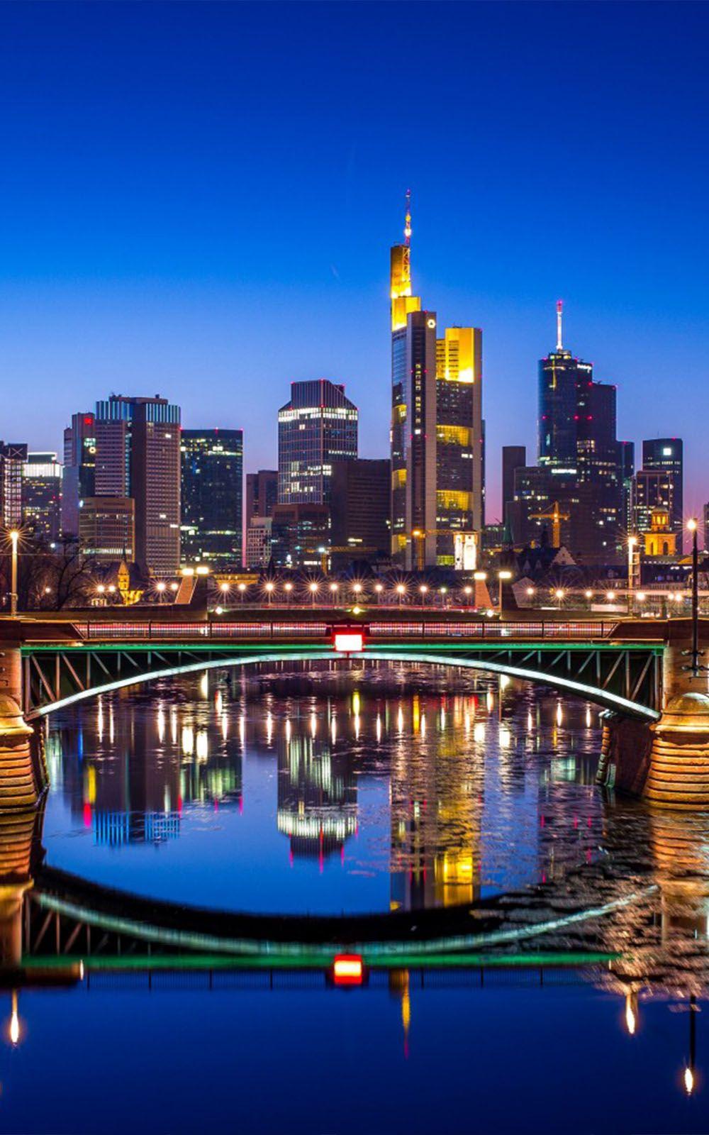 1000x1600 Night Frankfurt Germany Free HD Mobile Wallpaper